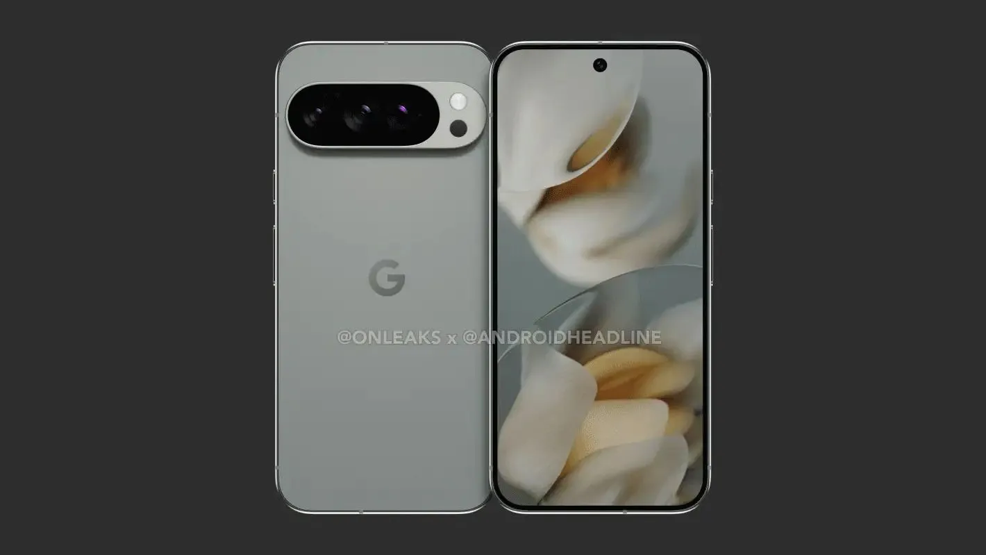 Bản dựng thiết kế mặt sau của Google Pixel 10 Pro XL màu xanh dương nhạt.