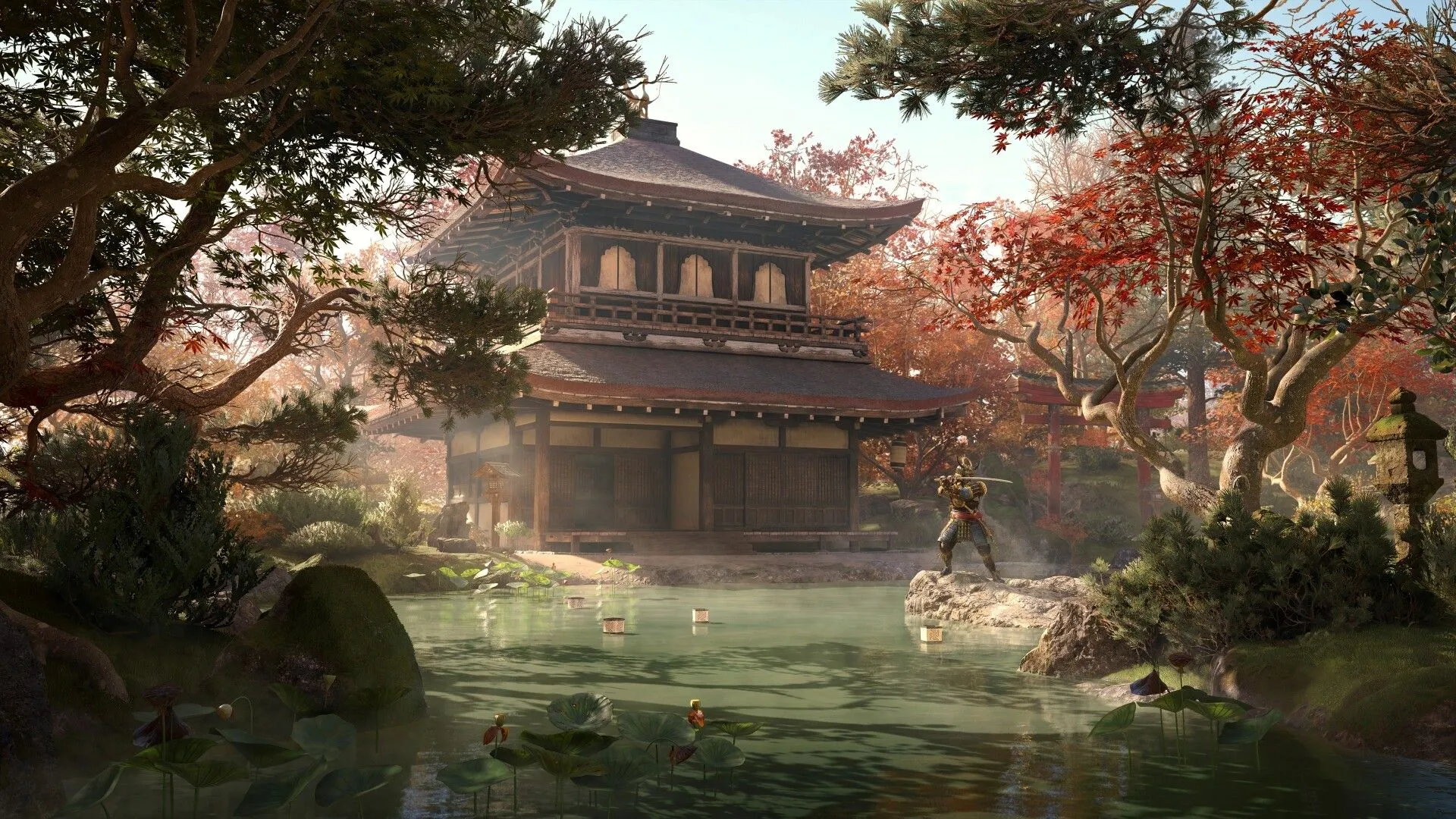 Cảnh trong trò chơi Assassin's Creed Shadows, ra mắt trên macOS cùng các nền tảng khác.