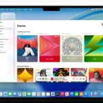 Giao diện macOS Tahoe 26 với hiệu ứng Liquid Glass trong ứng dụng Apple Music