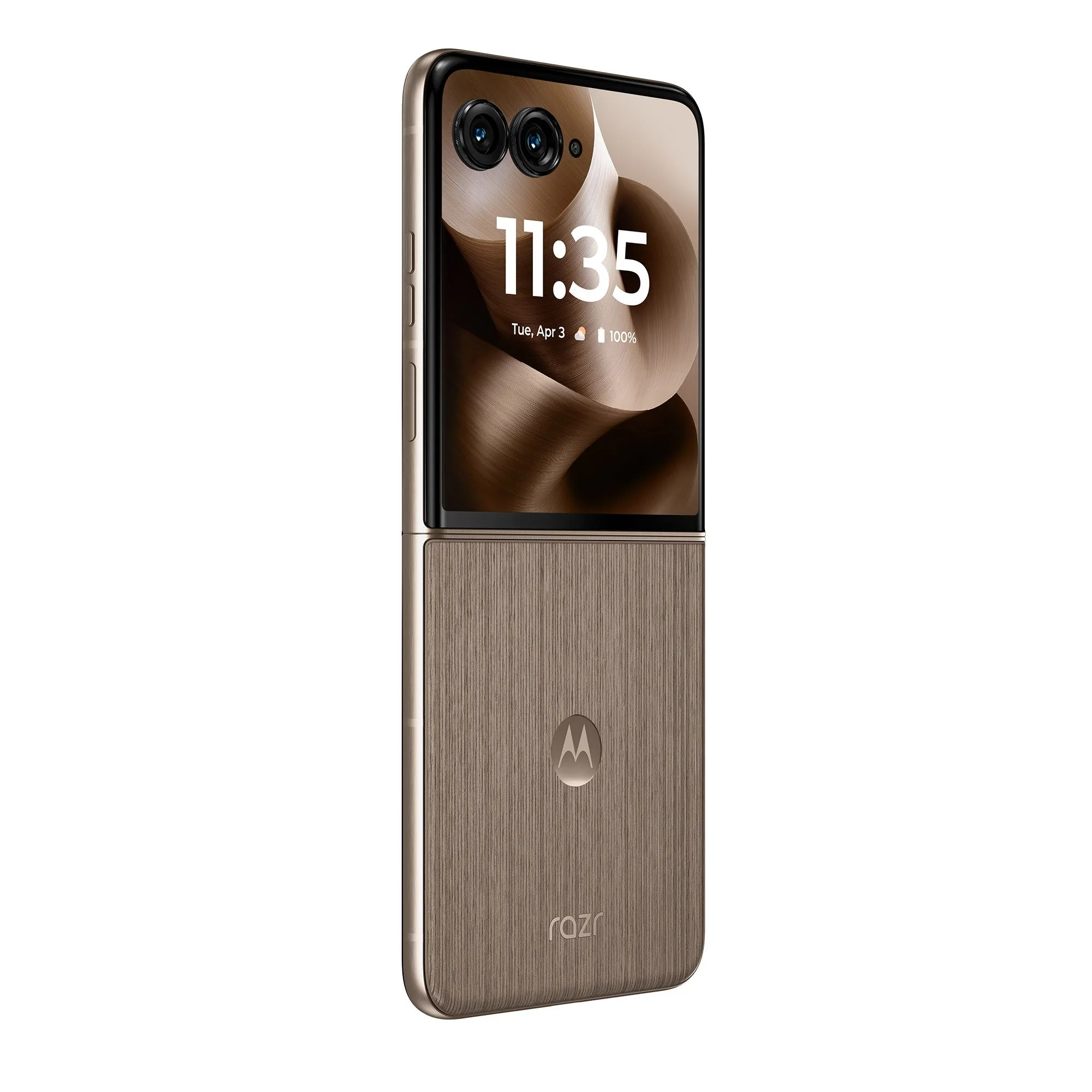 Mặt lưng điện thoại Motorola Razr Ultra 2025 màu Pantone Mountain Trail, hiển thị thiết kế và màu sắc