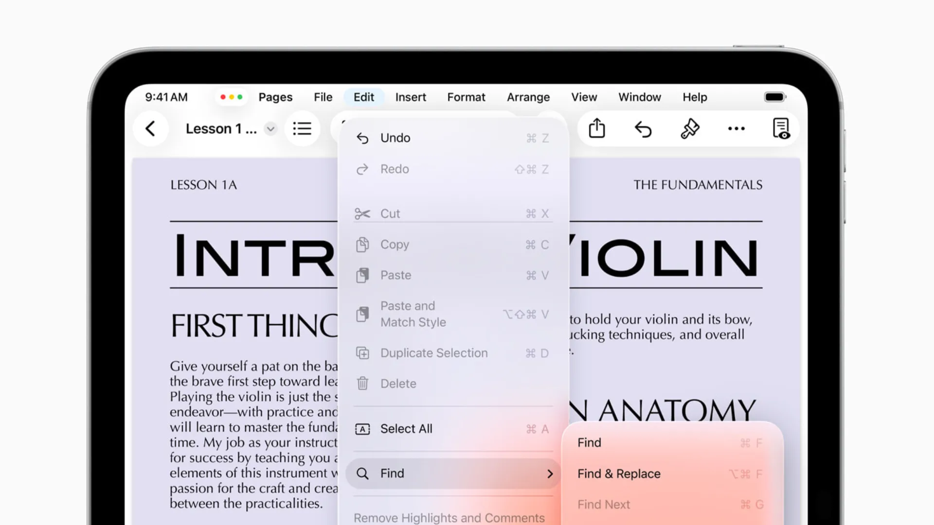 Thanh Menu mới trên iPadOS 26 hiển thị các tùy chọn ứng dụng dạng thả xuống