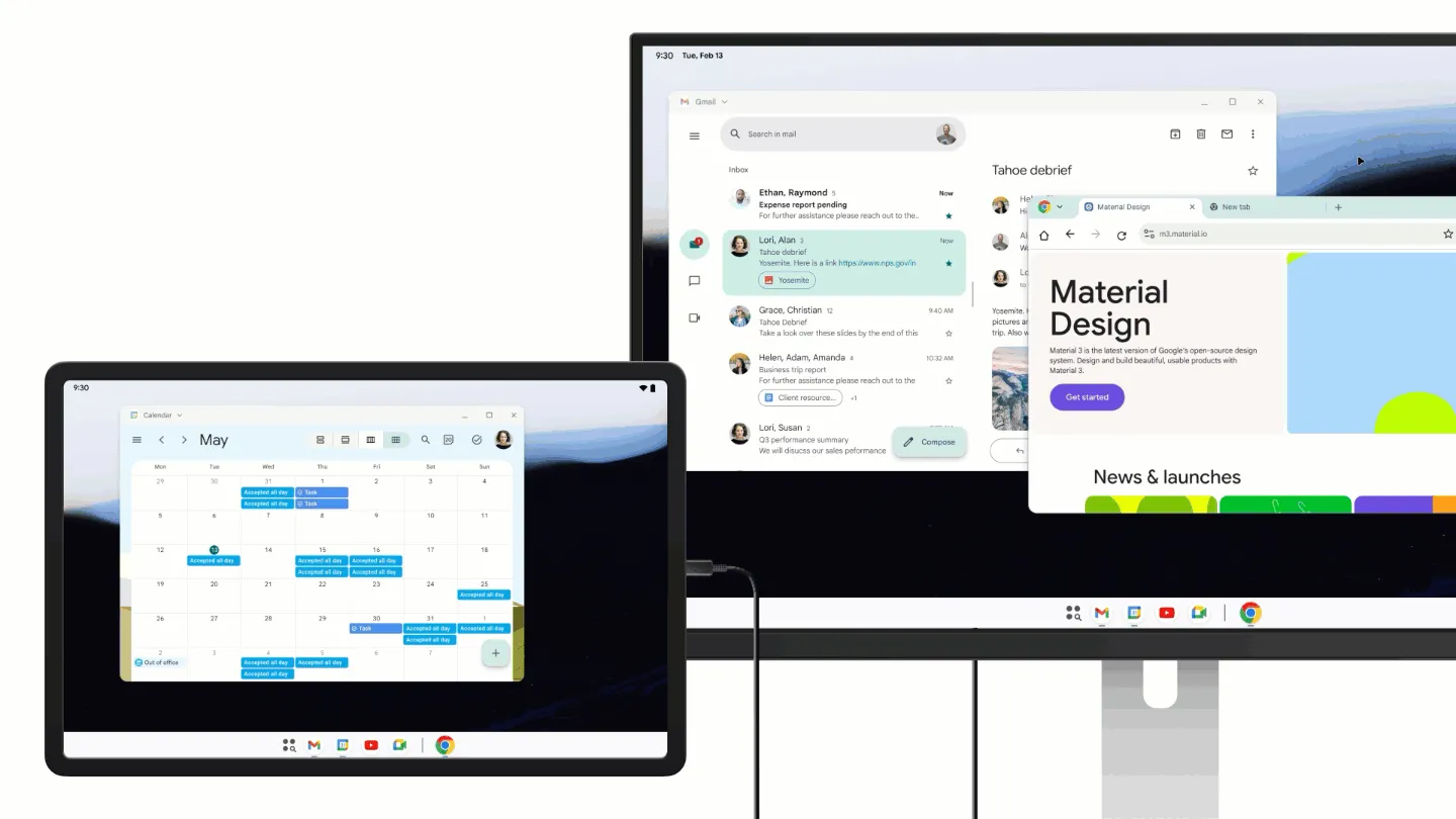 Thiết lập đa màn hình trên Android với chế độ desktop, kết nối máy tính bảng với màn hình ngoài