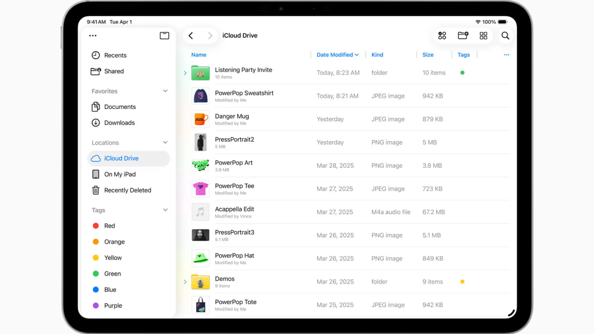 Ứng dụng Files được cải tiến trên iPadOS 26 với chế độ xem Dạng Danh sách chi tiết hơn