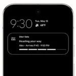 Ví dụ về cập nhật trực tiếp đơn hàng trên thanh thông báo Android 16