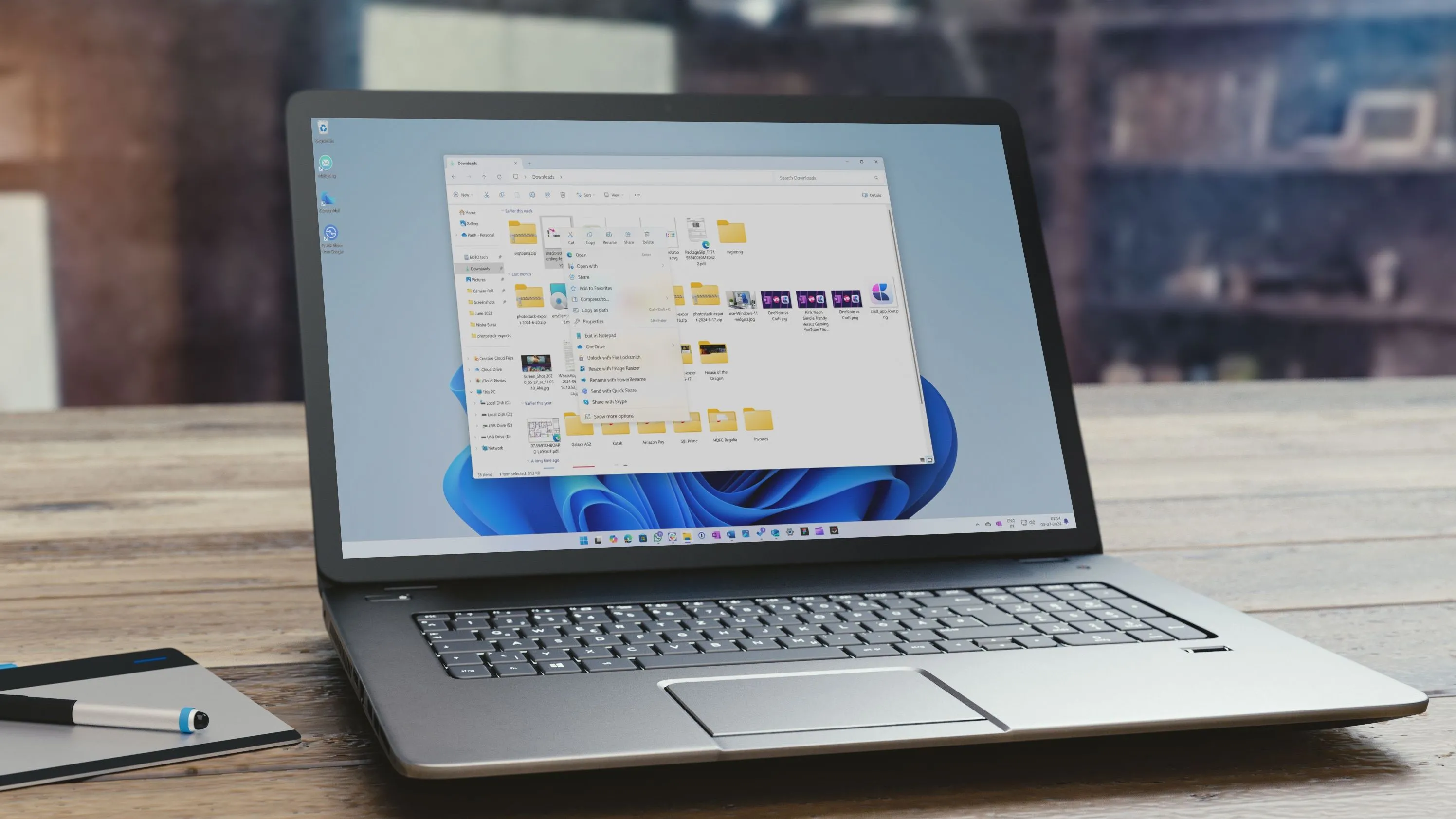 Ảnh chụp màn hình menu ngữ cảnh chuột phải cổ điển trên Windows 11, minh họa tùy chọn khôi phục menu này.