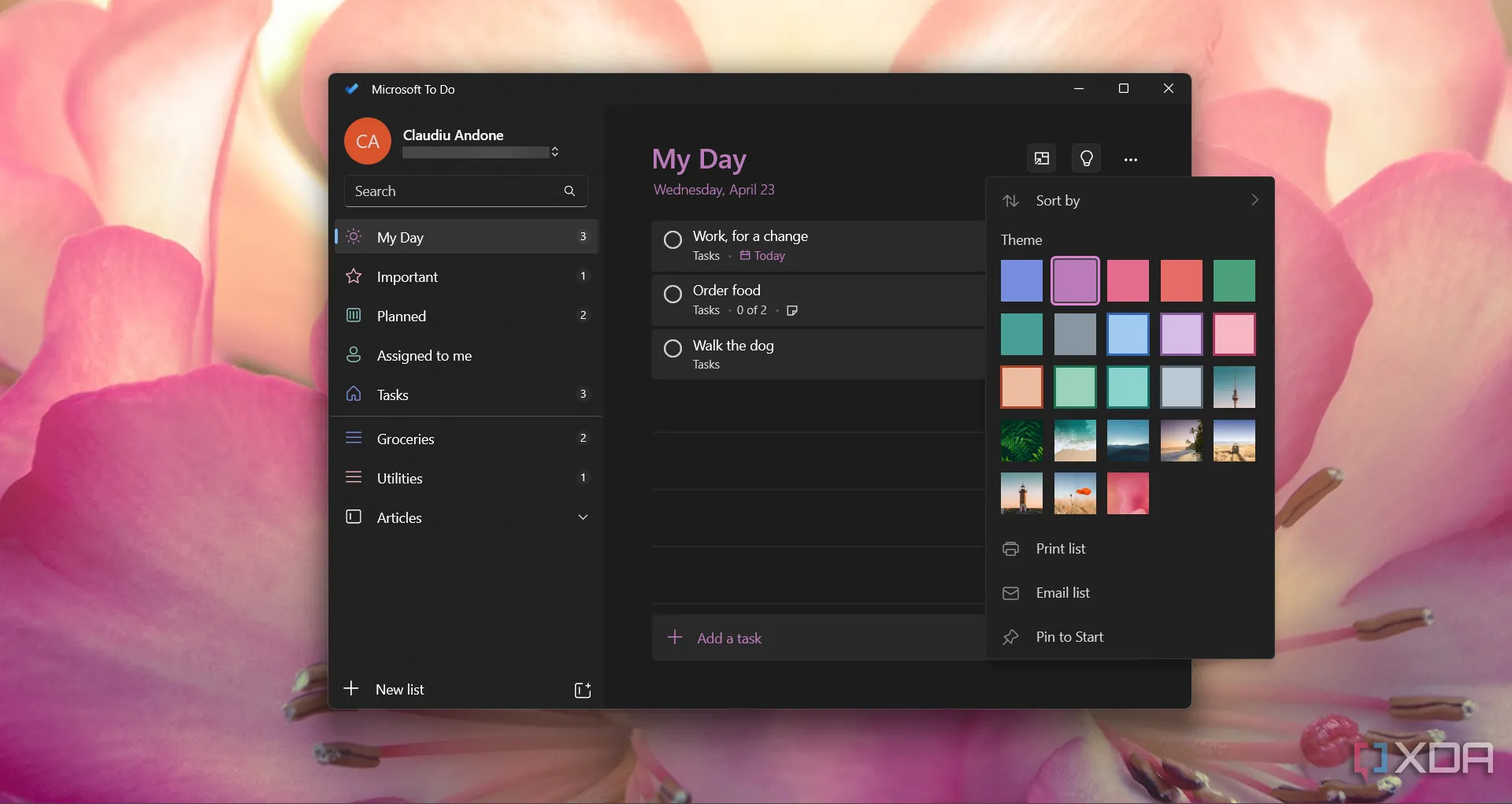 Ảnh chụp màn hình tính năng &quot;My Day&quot; trong Microsoft To Do hiển thị danh sách công việc hàng ngày.