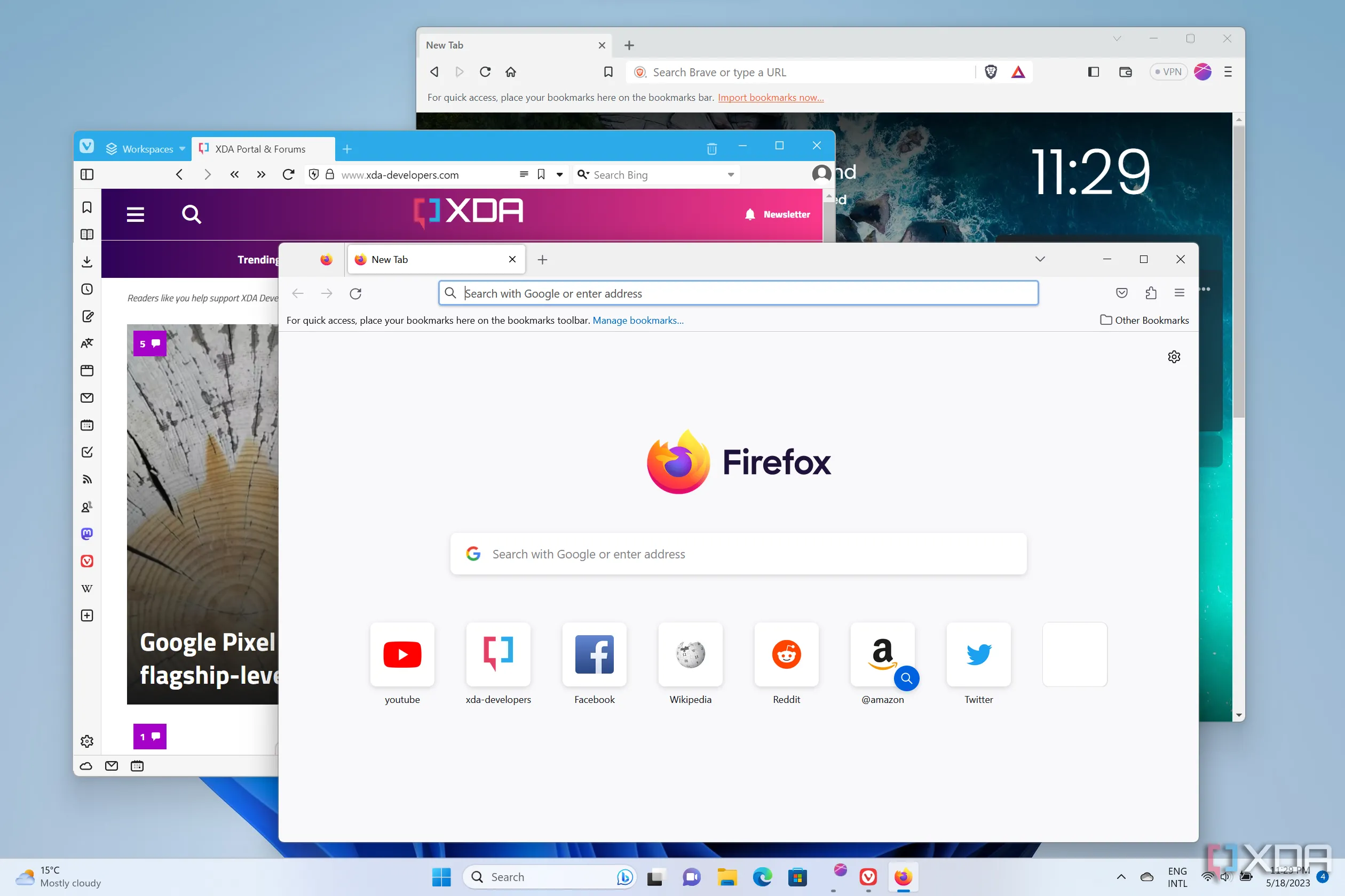 Các trình duyệt phổ biến như Firefox, Vivaldi và Brave trên Windows