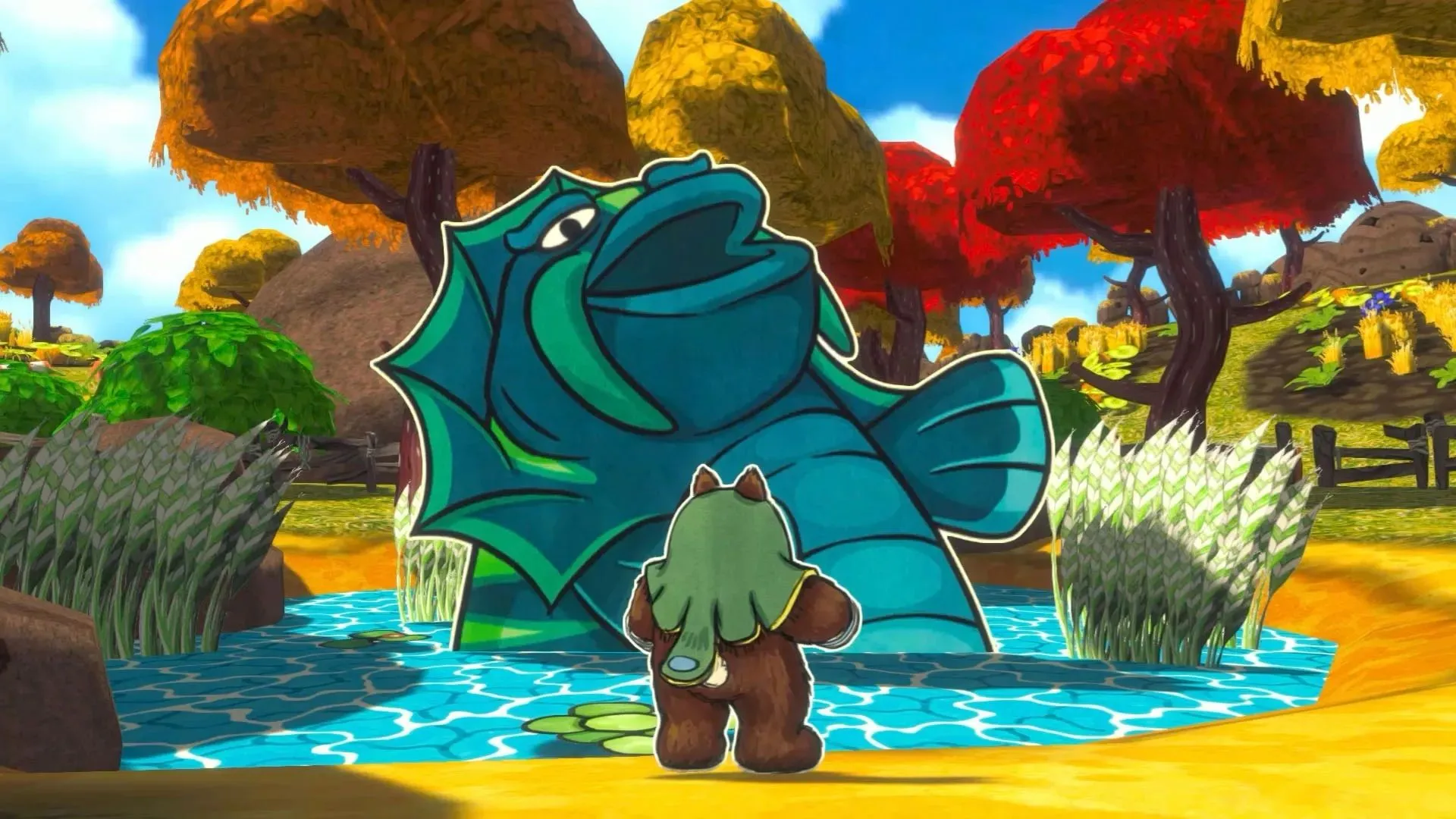 Cảnh Ruffy khám phá khu vực mới, minh họa môi trường game rộng lớn và chi tiết trong Ruffy and the Riverside.