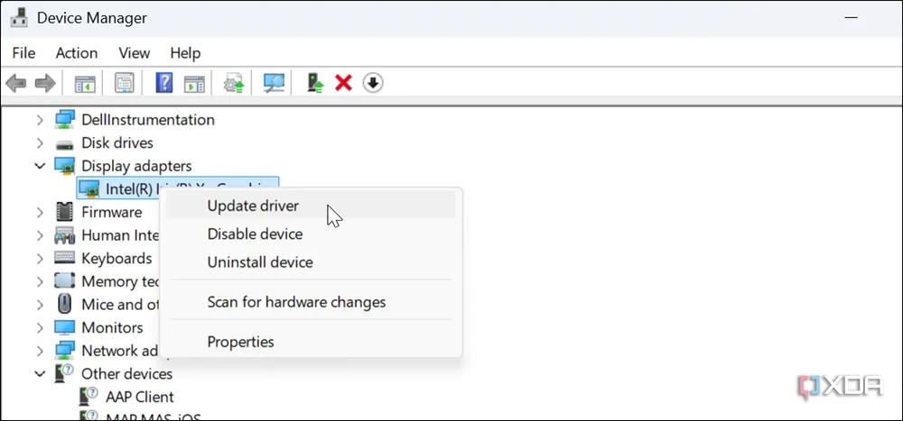 Cập nhật trình điều khiển từ Trình quản lý Thiết bị trên Windows