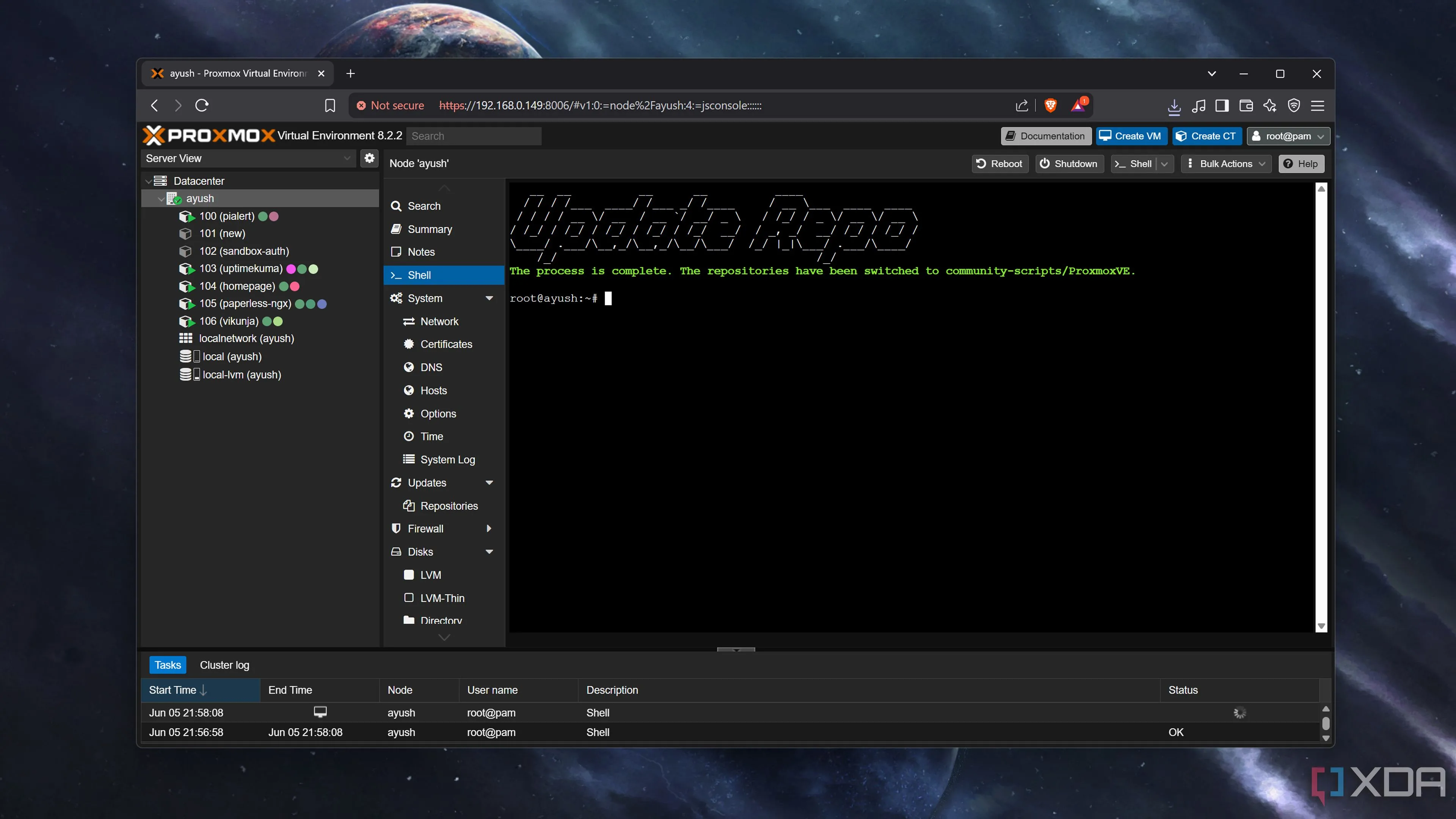 Chạy script Proxmox Update Repositories để sửa lỗi kho gói