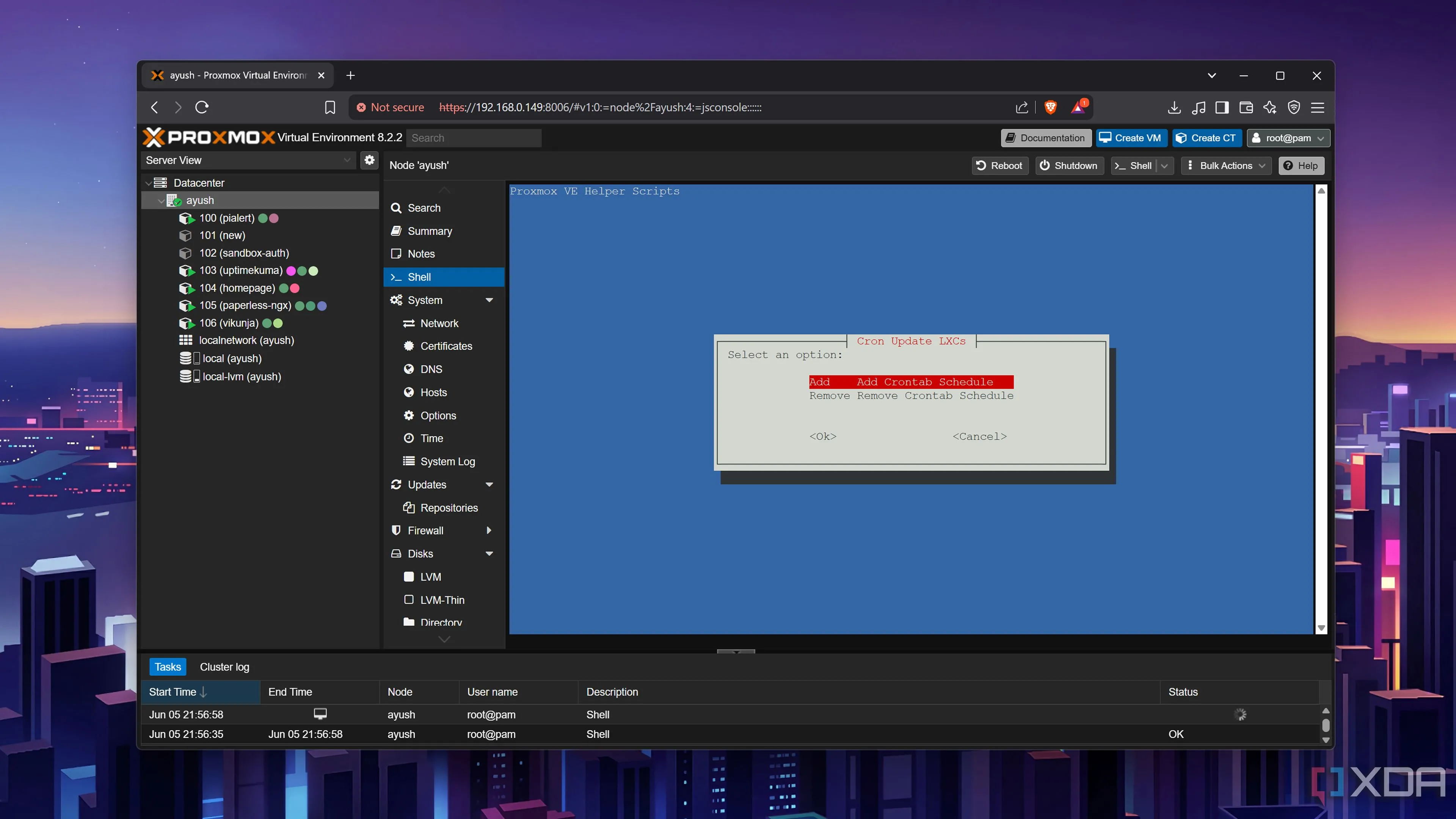 Chạy script Proxmox VE Cron LXC Updater để lên lịch cập nhật tự động