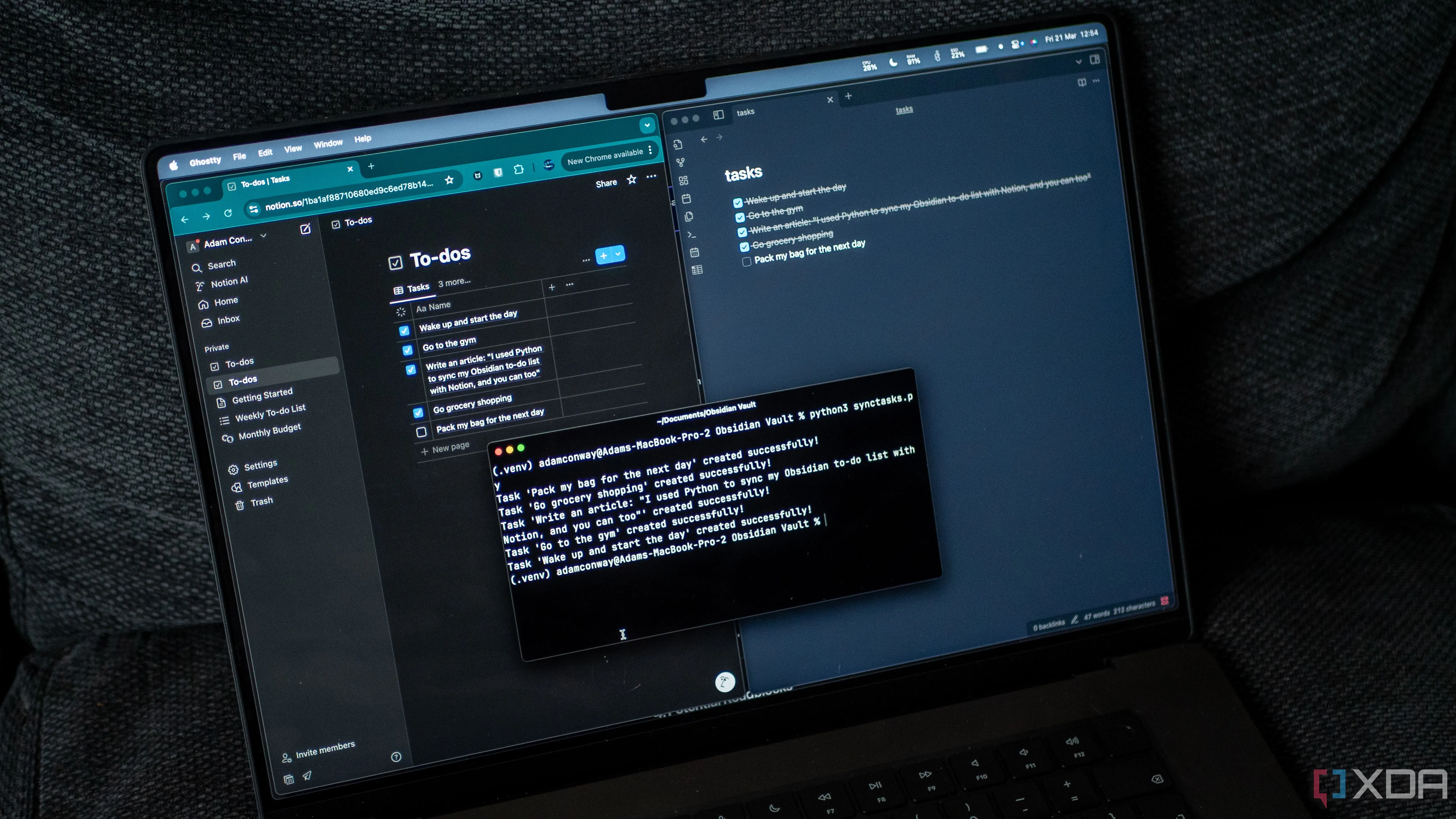 Đồng bộ hóa ứng dụng ghi chú Obsidian với Notion bằng script Python trên MacBook