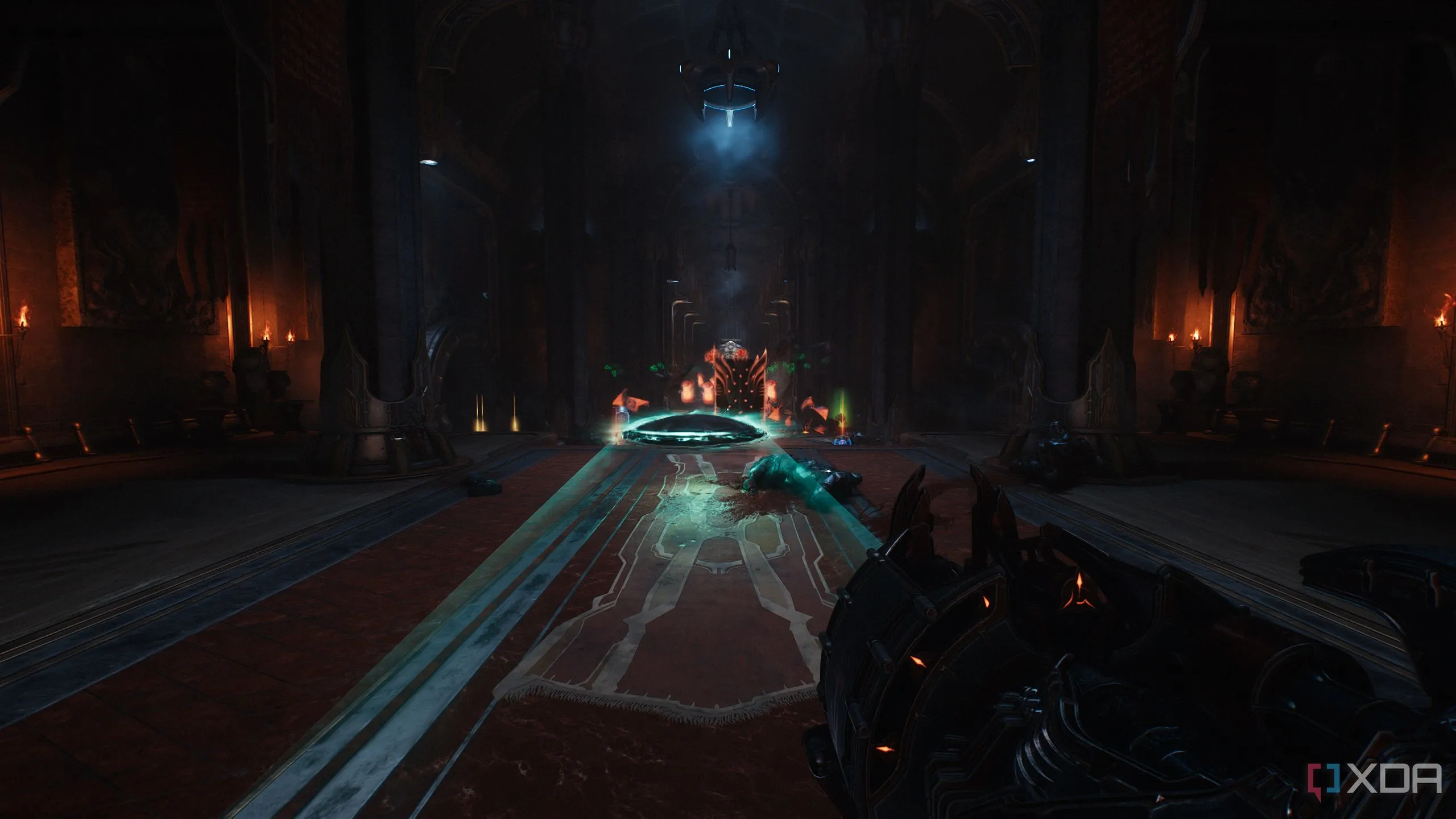 Doom Slayer sử dụng khiên để đối phó với Mancubus và quân lính có khiên trong Doom: The Dark Ages.