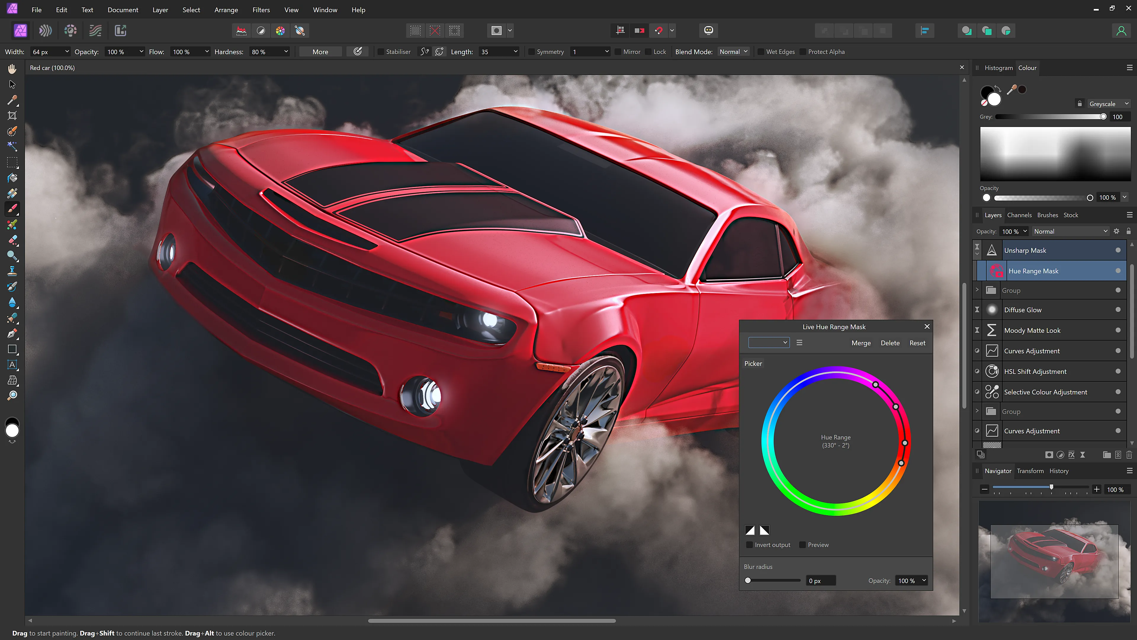 Dự án mẫu thể hiện tính năng chỉnh sửa ảnh trong Affinity Photo