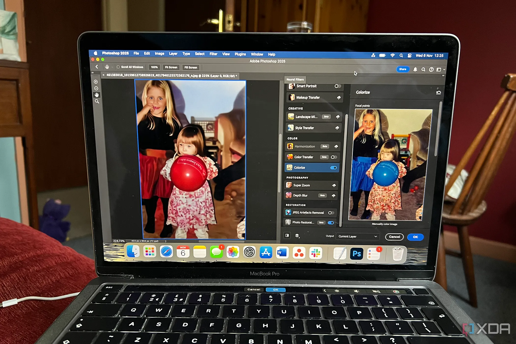 Giao diện phần mềm Adobe Photoshop với các tính năng lọc Neural Filters, minh họa công cụ chỉnh sửa ảnh chuyên nghiệp và hiệu suất cao.