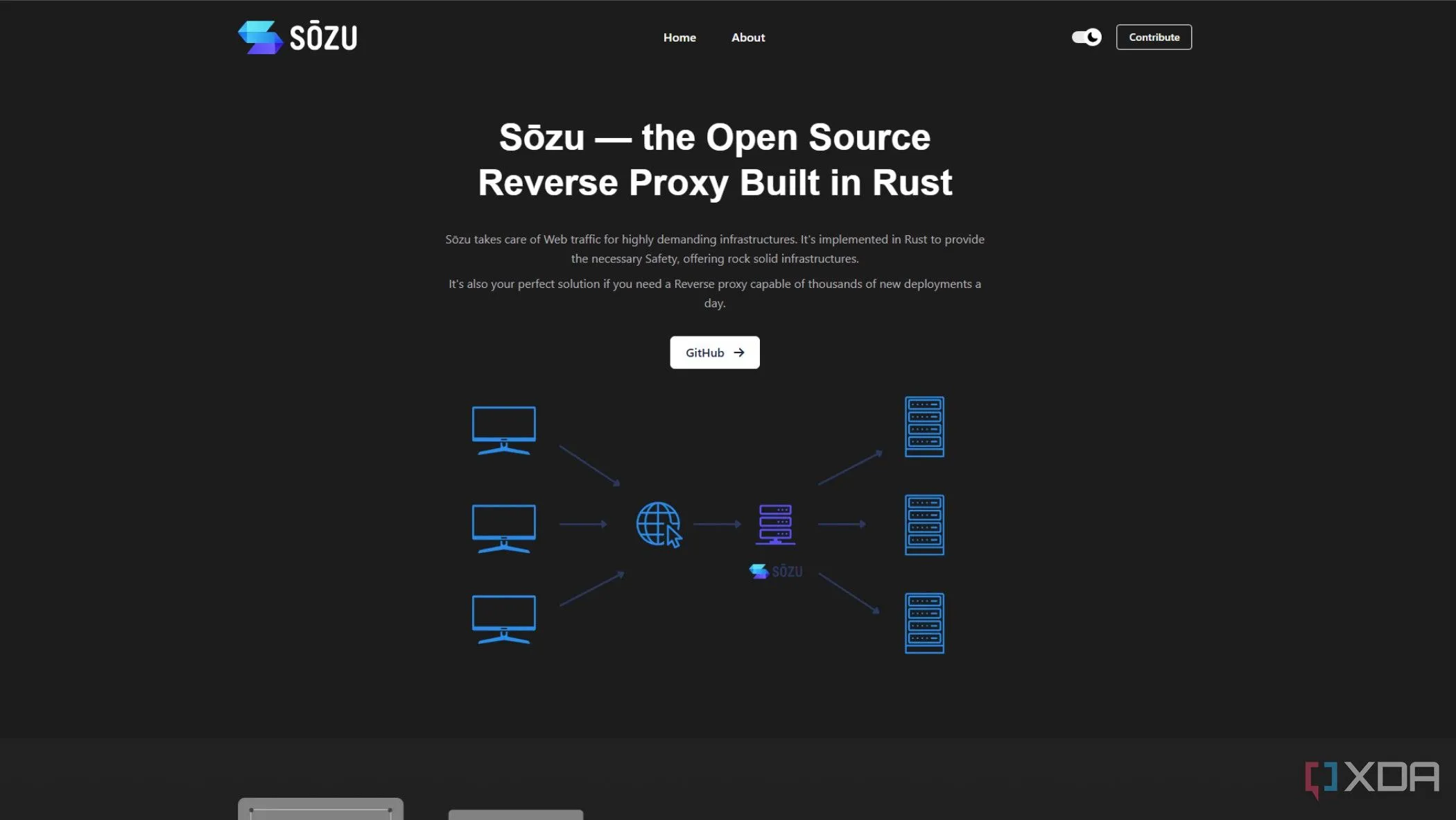 Giao diện trang web Sozu proxy - Được viết bằng Rust