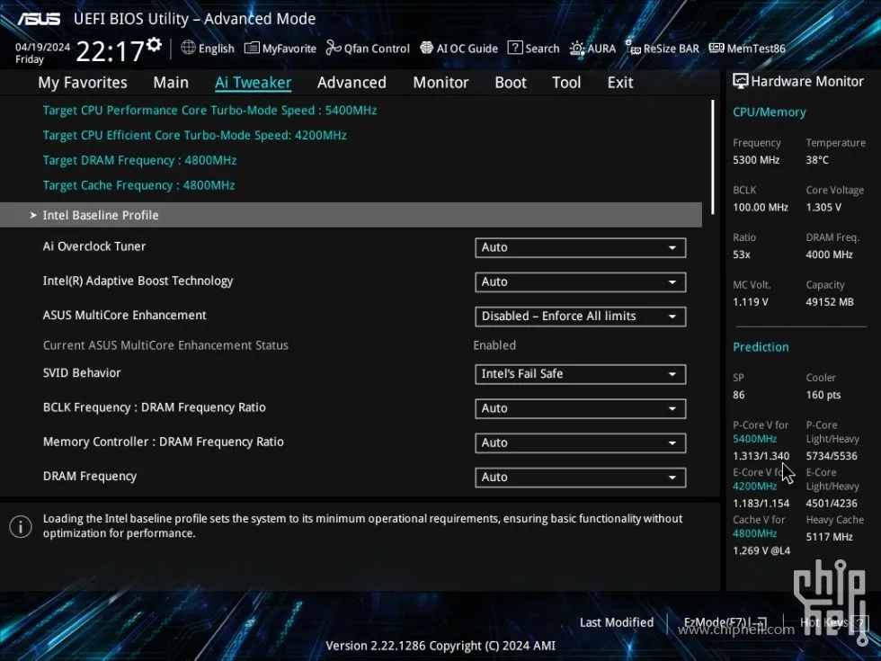 Giao diện UEFI BIOS Utility của ASUS với các tùy chọn cấu hình nâng cao