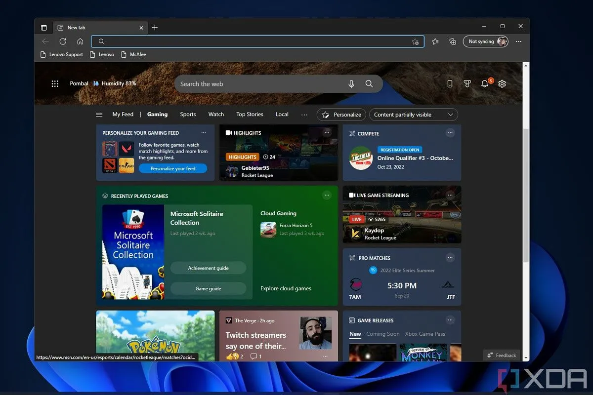 Trang chủ Microsoft Edge với nội dung đề xuất và quảng cáo không mong muốn