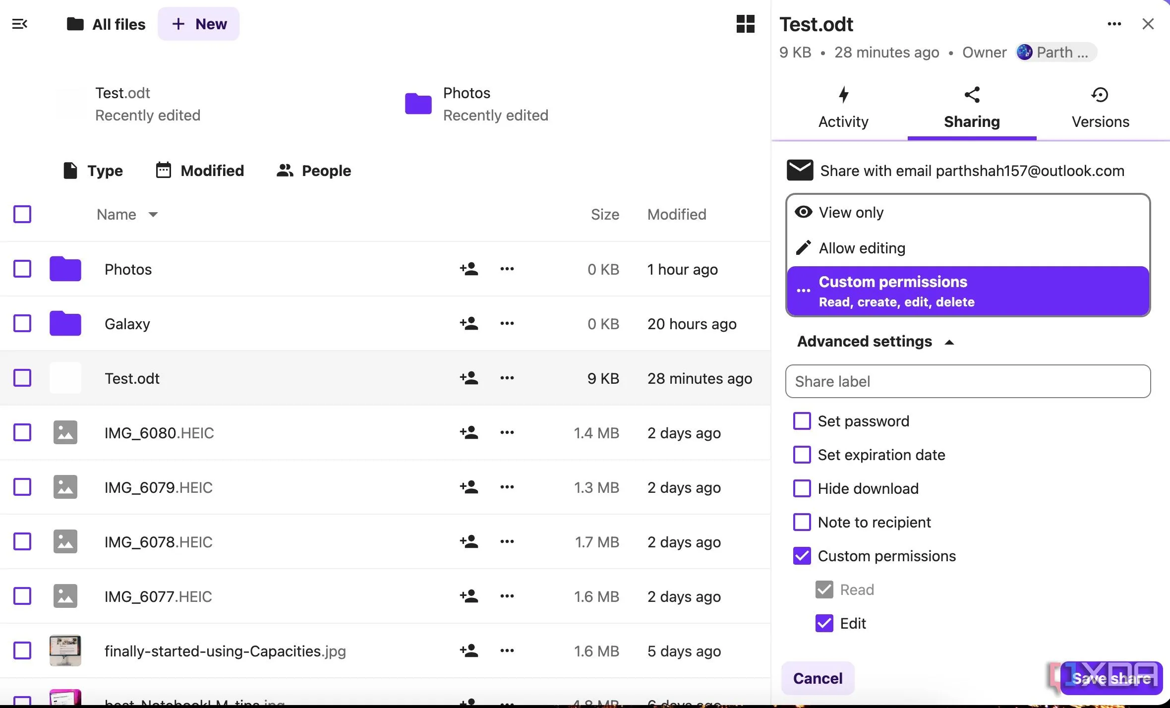 Tùy chọn chia sẻ file an toàn trên Nextcloud