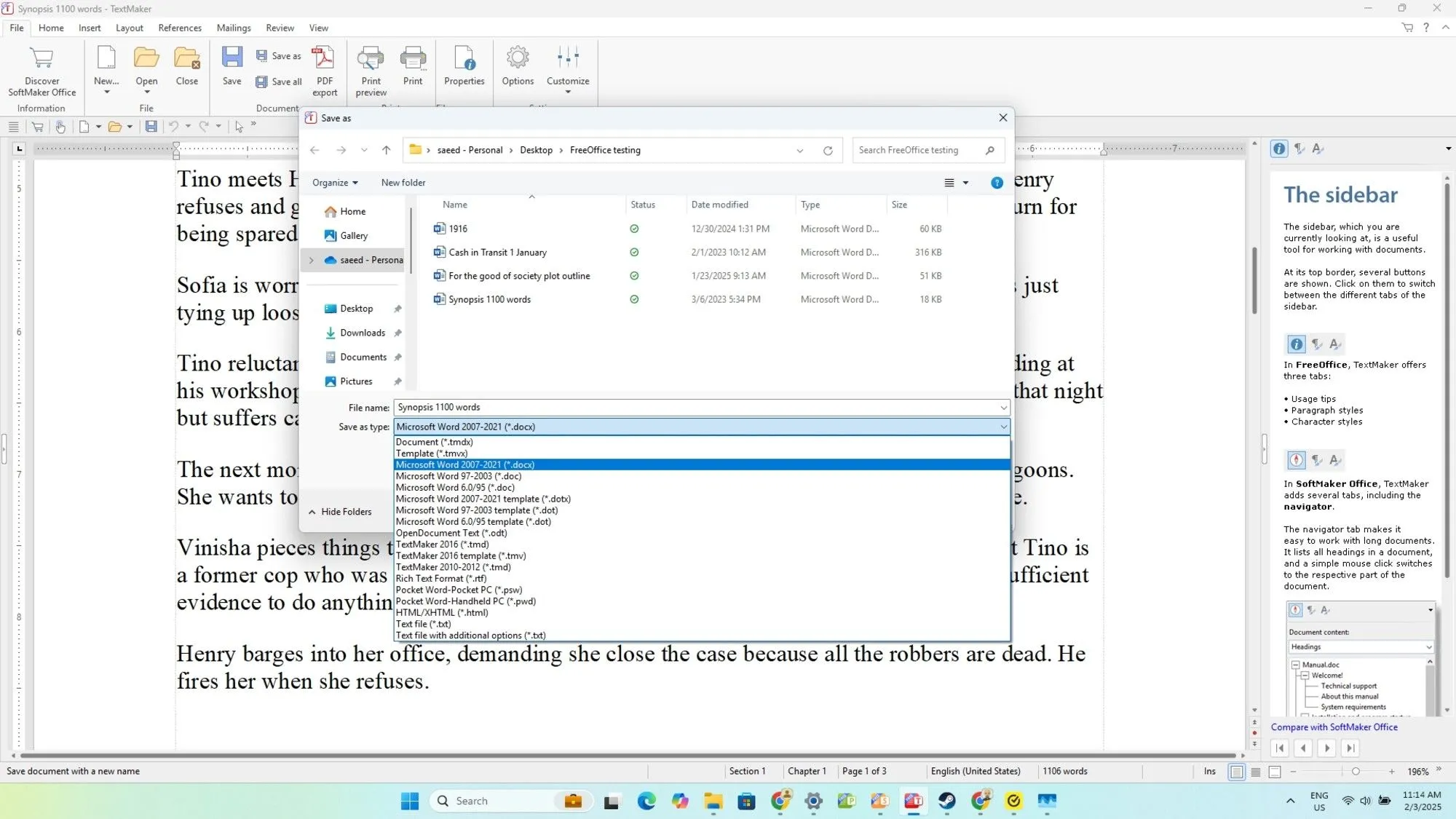 Tùy chọn lưu và mở tệp tin đa định dạng của FreeOffice