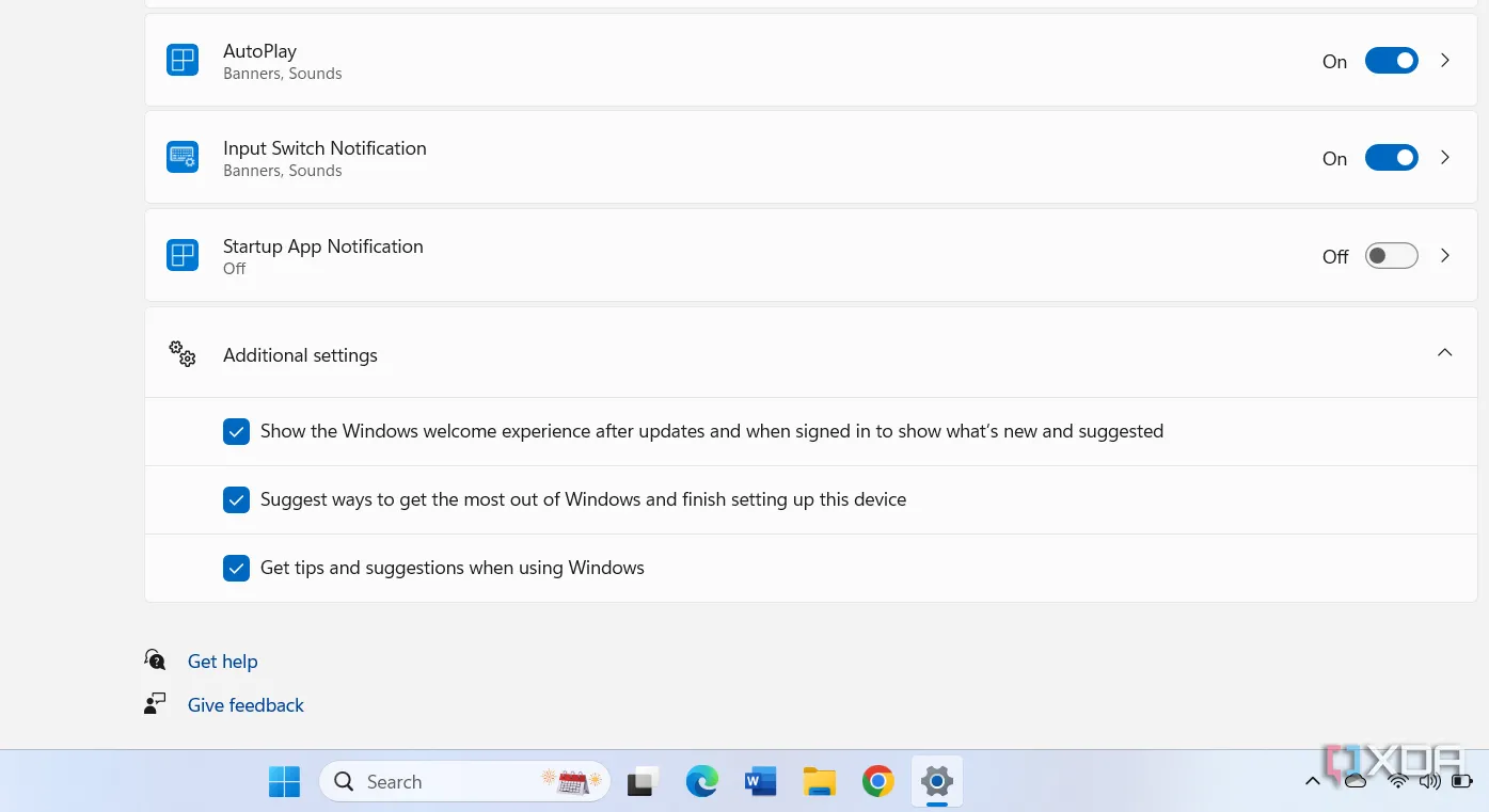 Tùy chọn tắt các gợi ý và thông báo không cần thiết từ Microsoft trên Windows 11