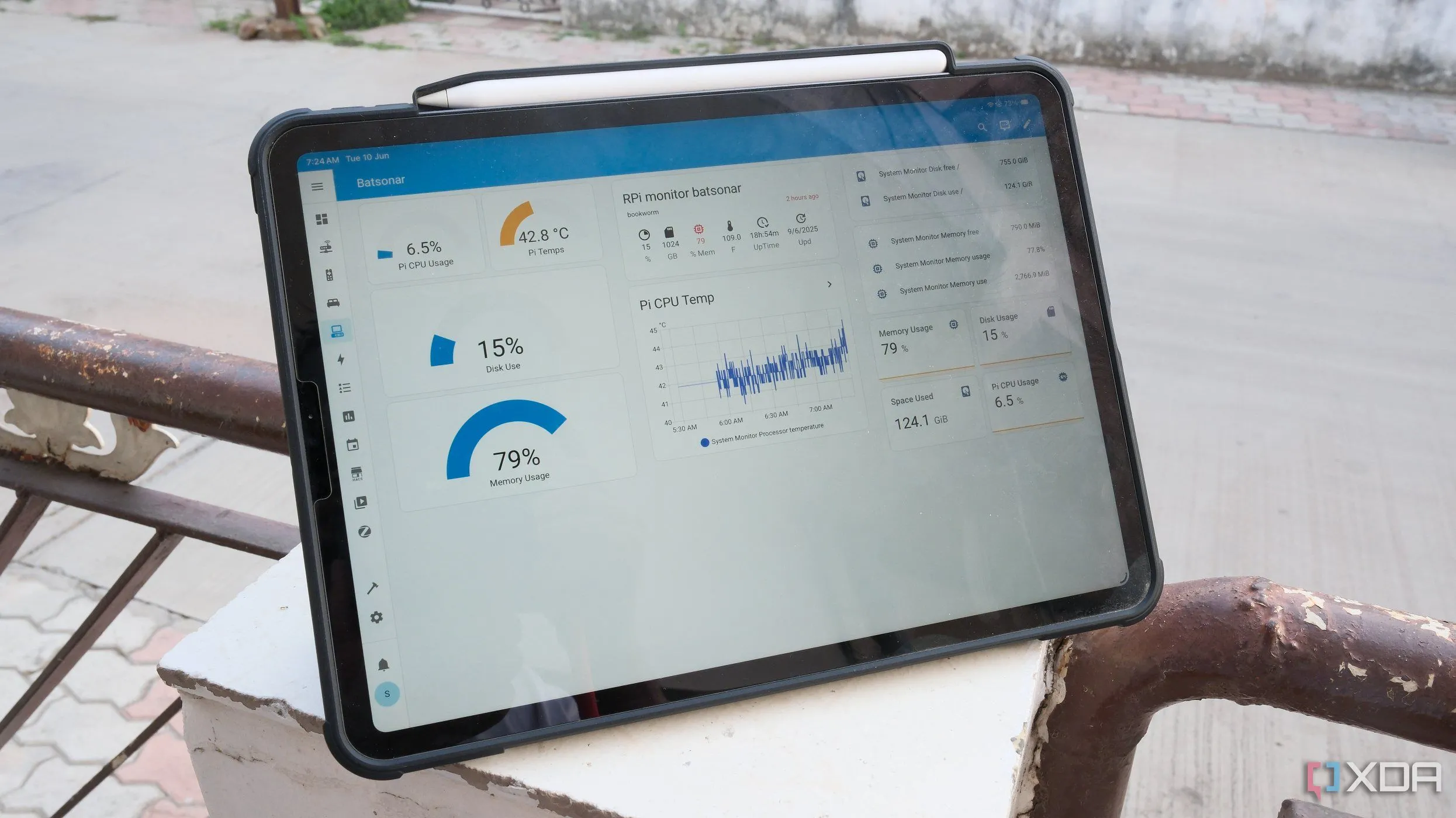 Ứng dụng Home Assistant trên tablet theo dõi tình trạng hệ thống Raspberry Pi