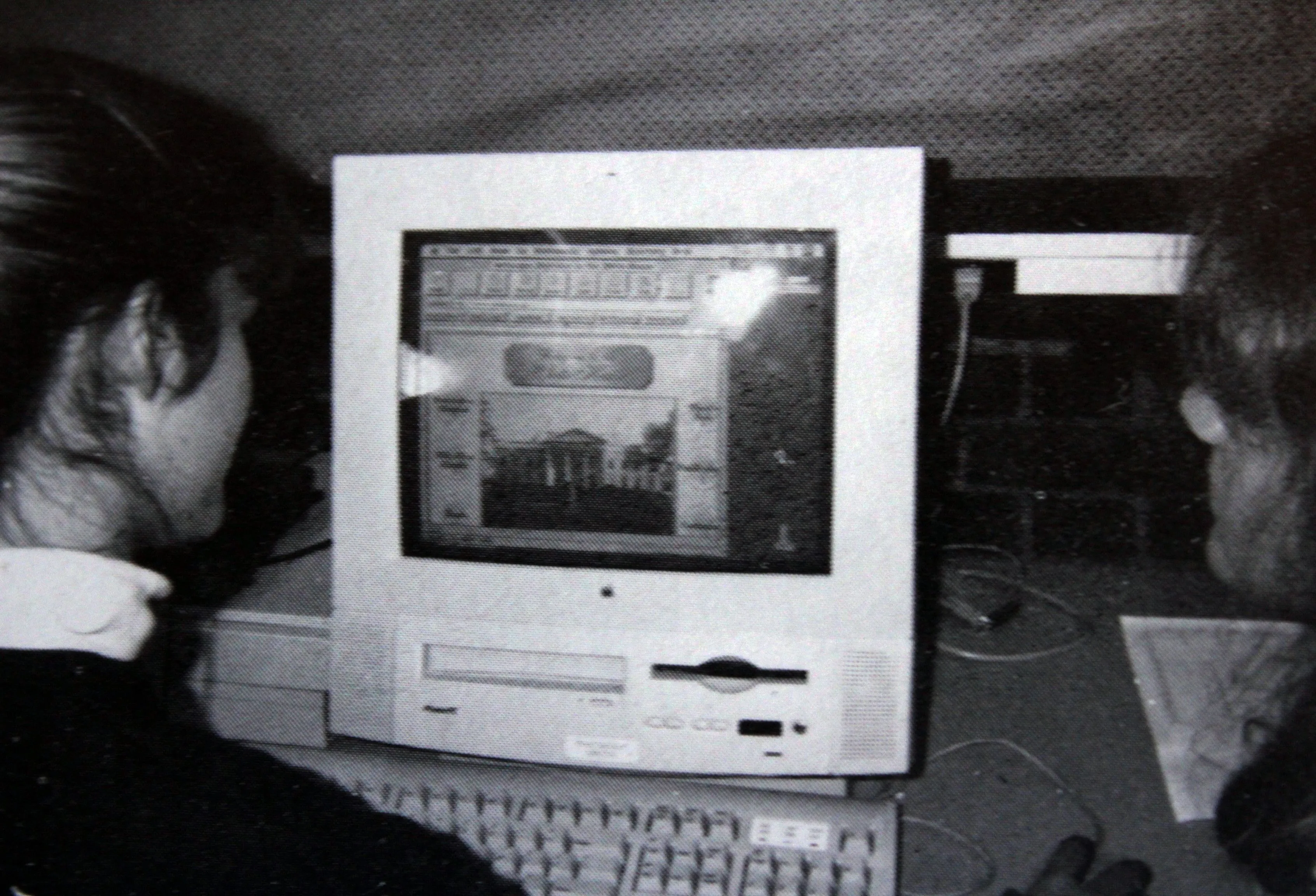 1995 computer in a black and white photo
