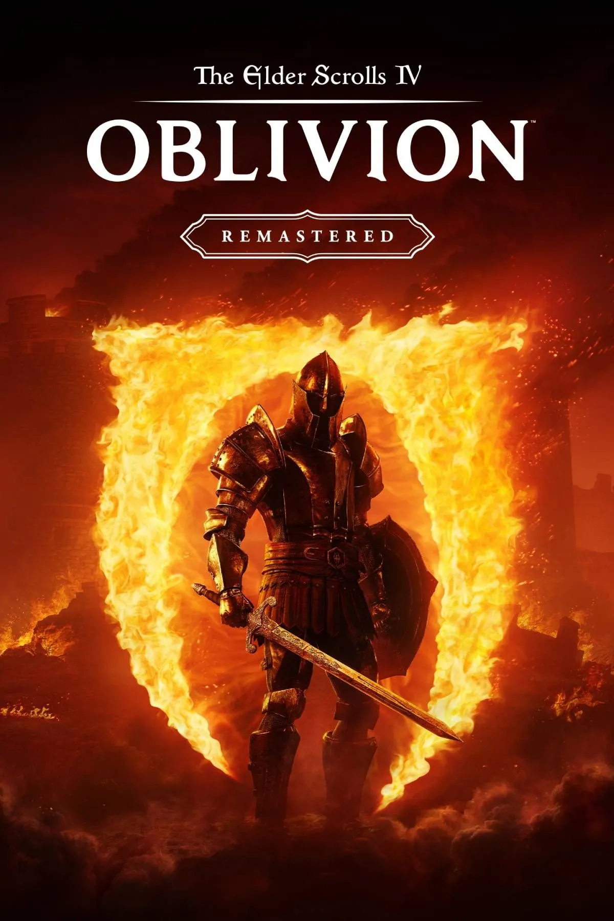 Ảnh bìa chính thức của game The Elder Scrolls IV: Oblivion Remastered, thể hiện phong cách thế giới mở.
