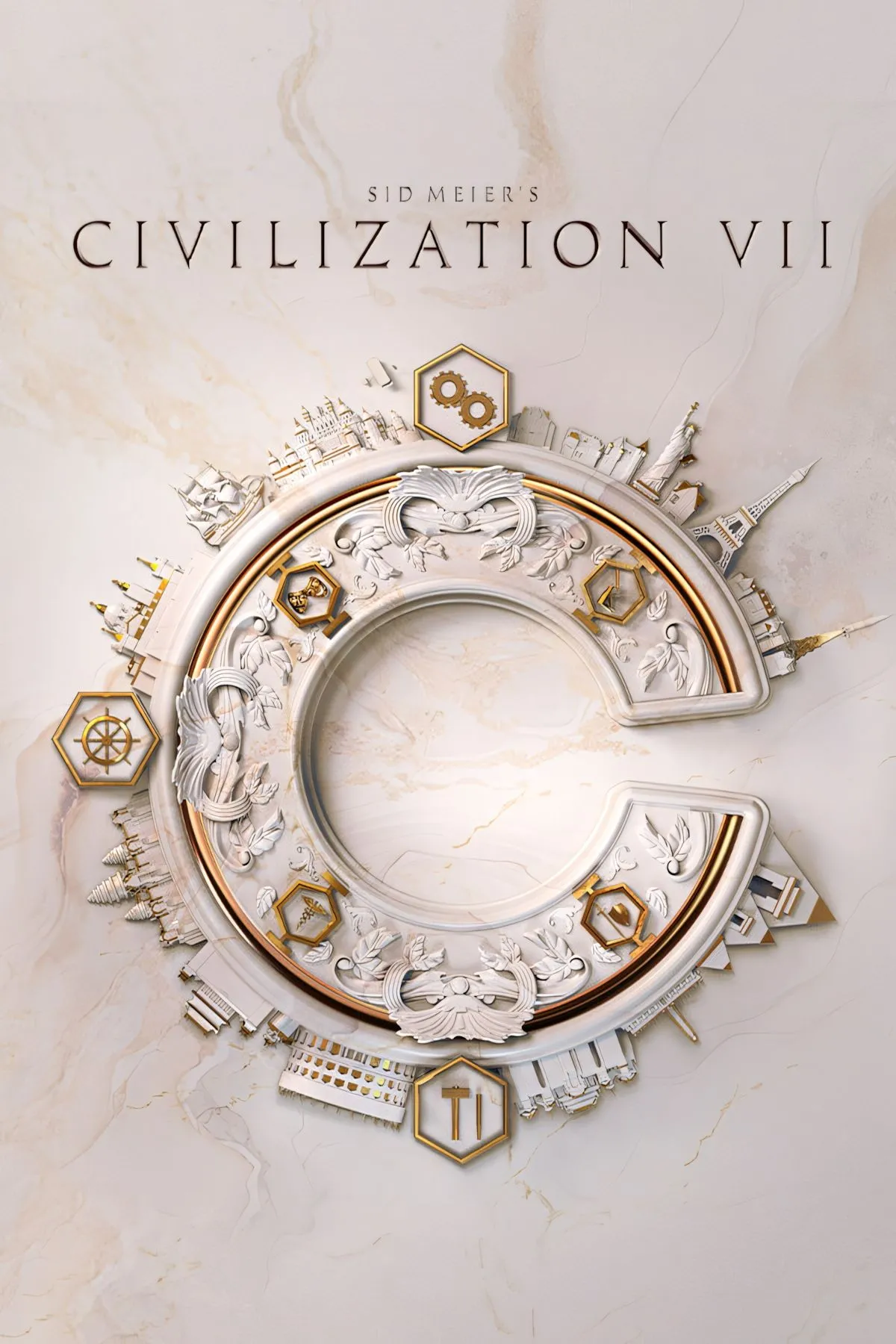 Ảnh bìa chính thức của Sid Meier's Civilization VII, thể hiện phong cách nghệ thuật đặc trưng của series game chiến thuật