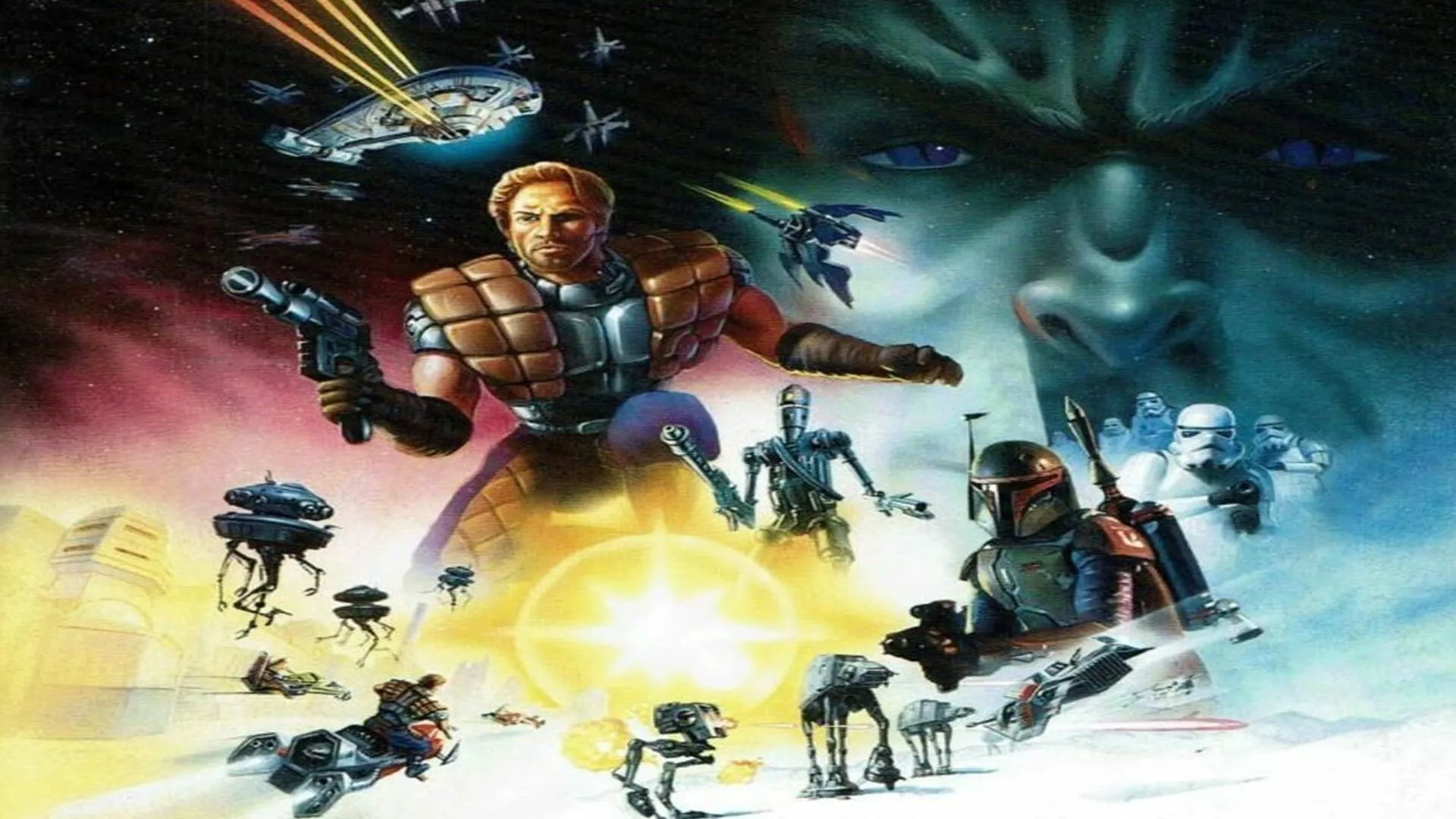 Ảnh bìa chính thức của Star Wars: Shadows of the Empire, một tựa game kinh điển trên Nintendo 64.