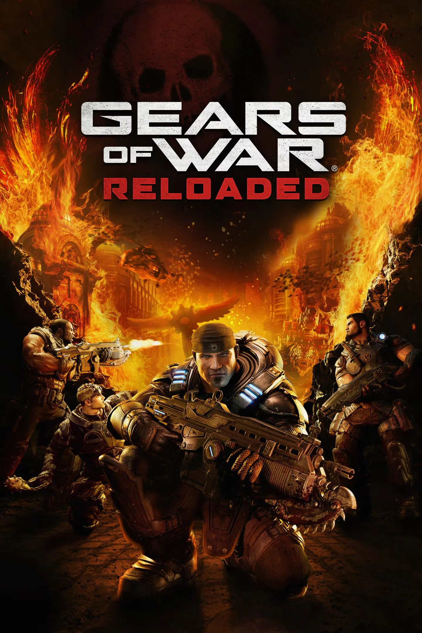 Ảnh bìa dự kiến của Gears of War: Reloaded, thể hiện không khí chiến tranh khốc liệt của series