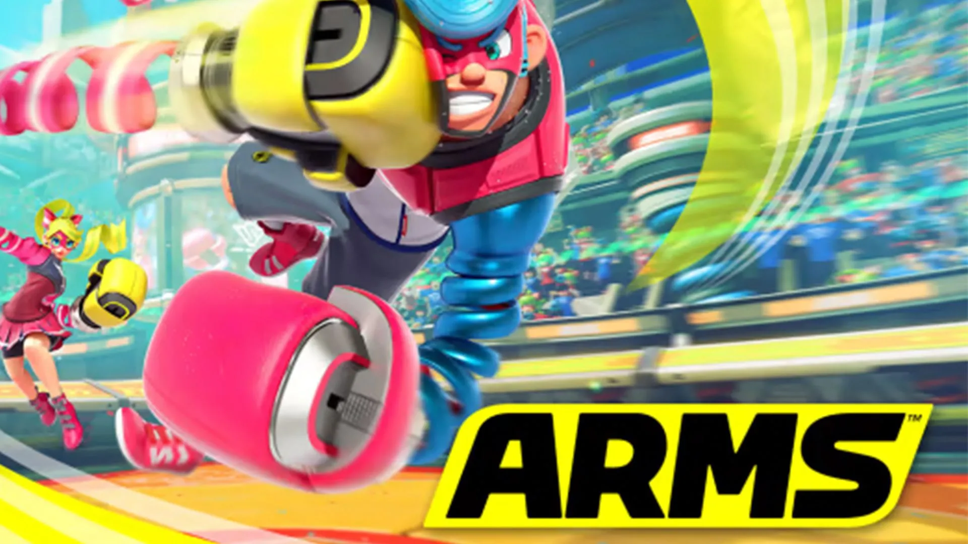 Ảnh bìa game ARMS dành cho Nintendo Switch, một tựa game đối kháng độc đáo.