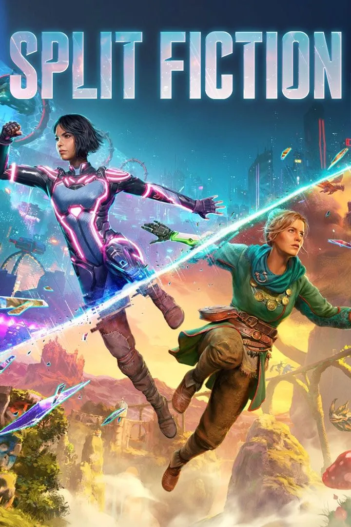 Ảnh bìa game Split Fiction, một tựa game co-op trên cùng một màn hình của Hazelight Studios