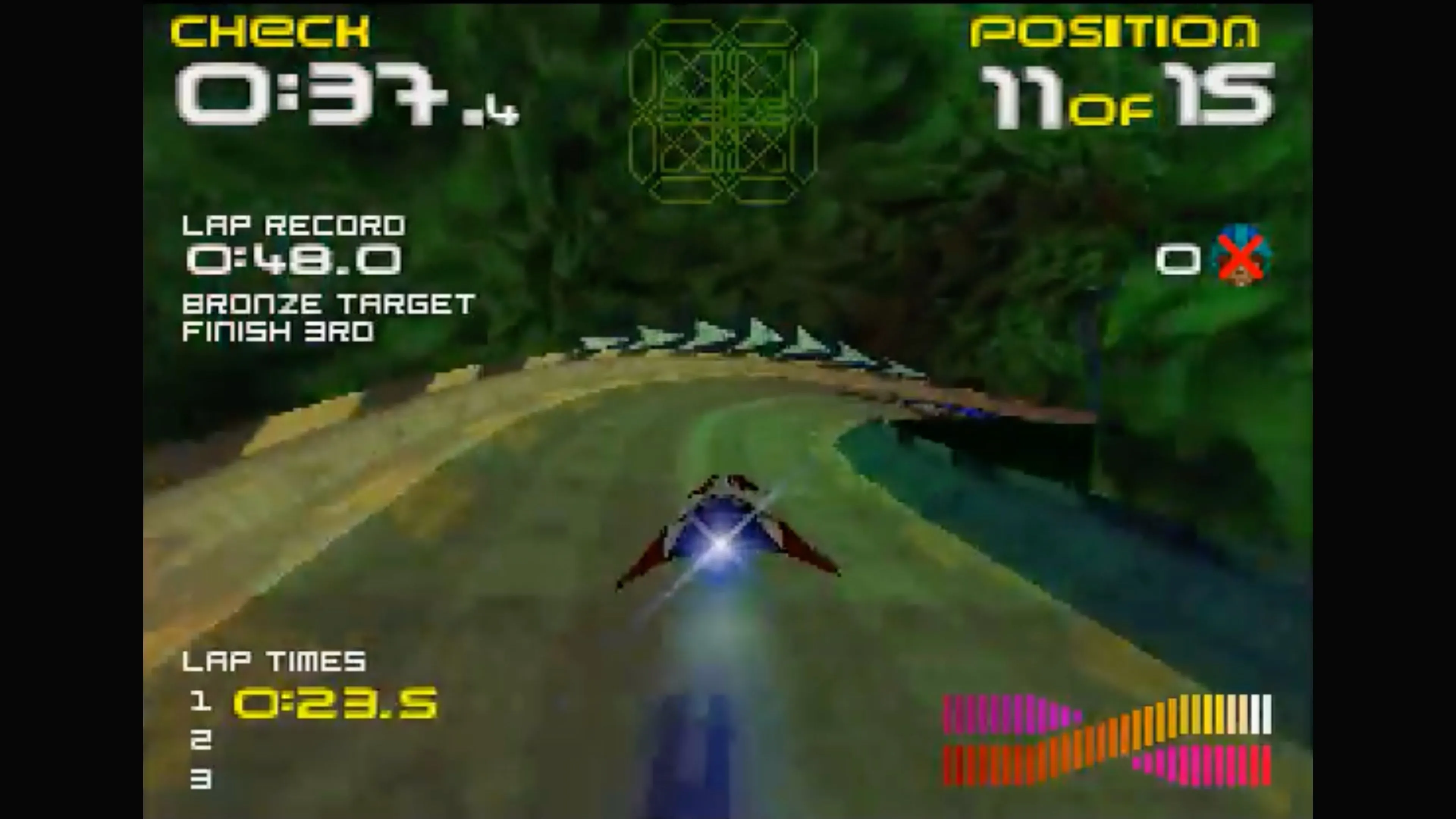 Ảnh chụp màn hình gameplay của game đua xe tốc độ cao Wipeout 64 trên Nintendo 64