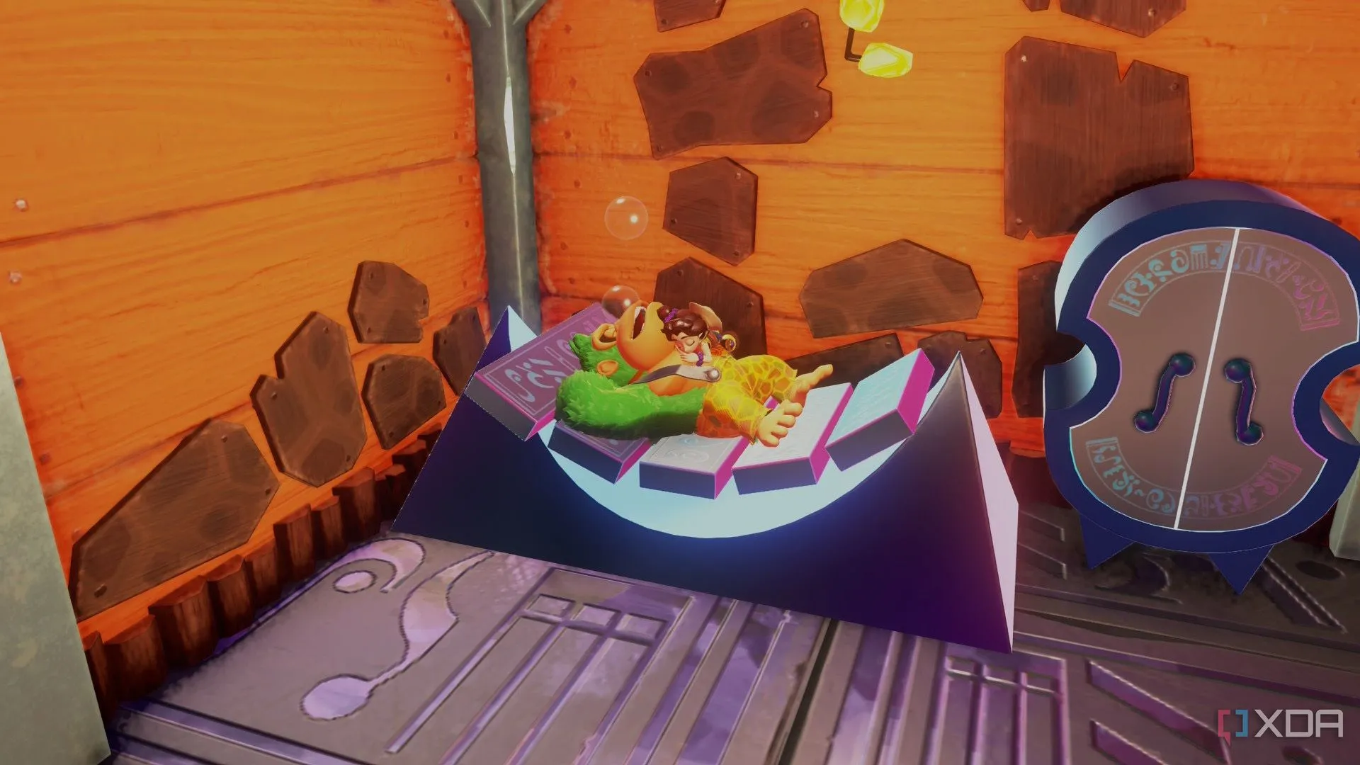 Ảnh chụp màn hình một căn cứ bí mật của Donkey Kong vừa được tạo trong game Donkey Kong Bananza