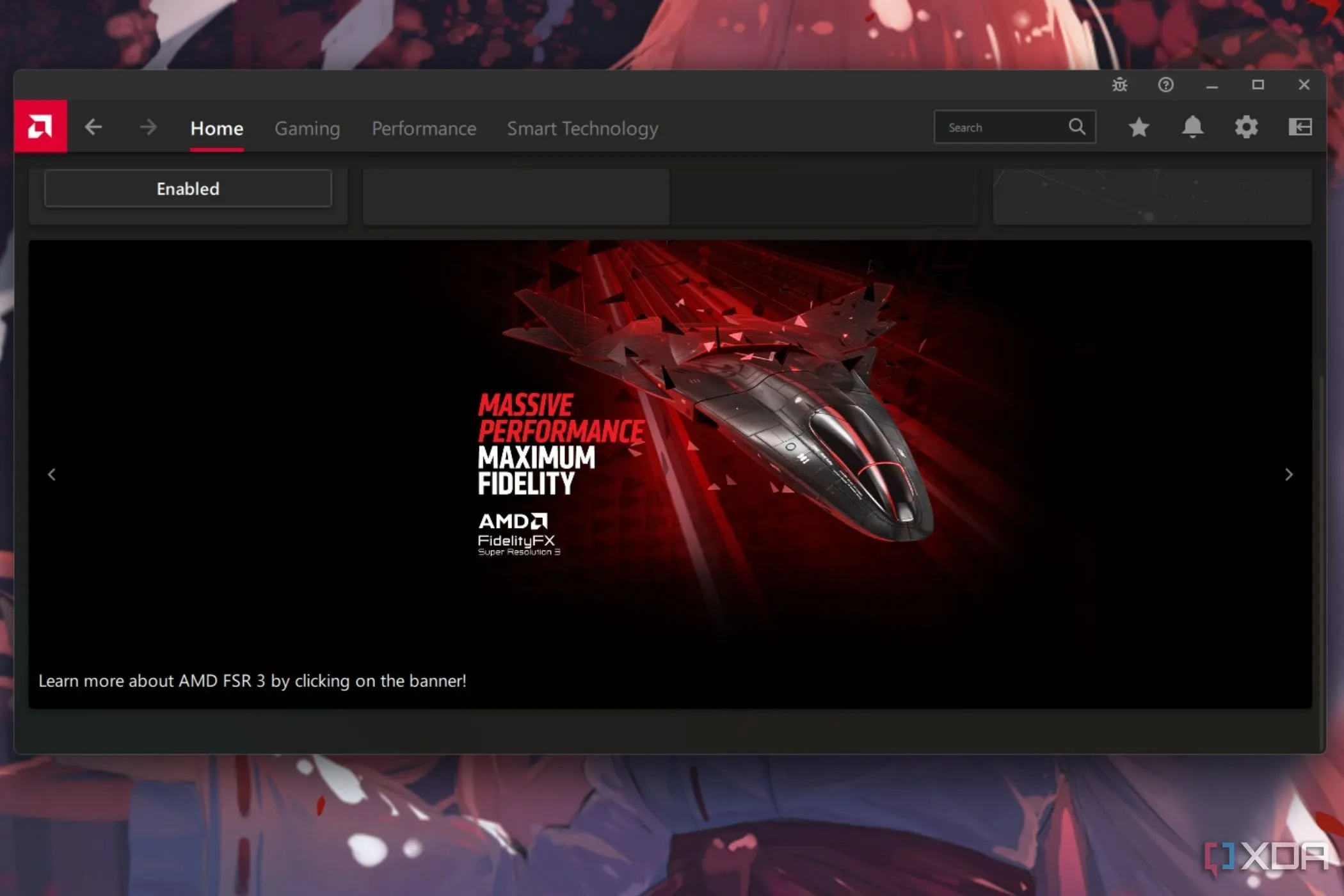 Ảnh chụp màn hình phần mềm AMD Software Adrenalin Edition đang chạy trên máy tính Windows