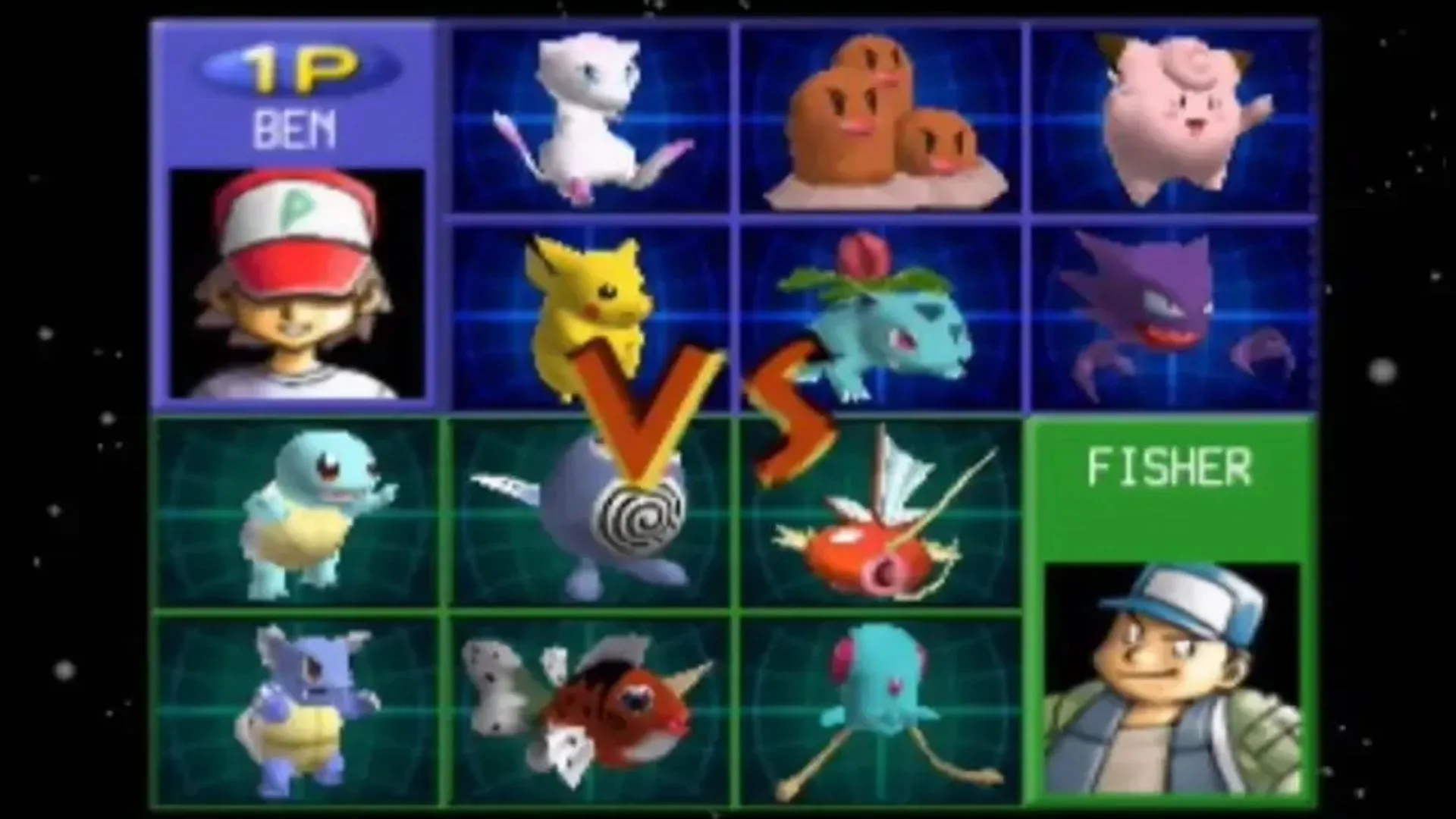 Ảnh chụp màn hình trận đấu Pokémon trong game Pokémon Stadium trên Nintendo 64, minh họa tính năng tương thích với Game Boy