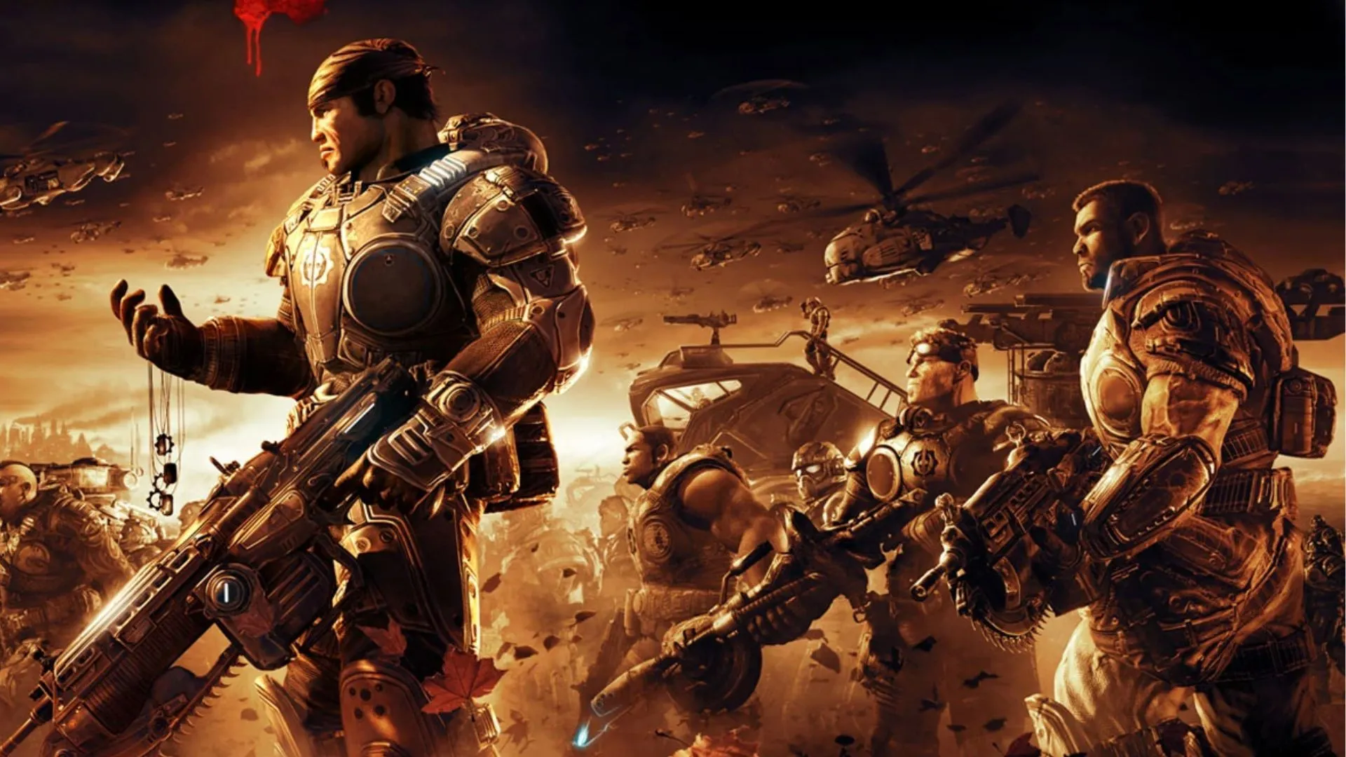 Ảnh chụp màn hình từ trailer game Gears of War 2, một trong những thương hiệu game độc quyền lâu đời của Xbox, minh họa cho kho tàng IP giá trị mà Xbox sở hữu để củng cố Game Pass và chiến lược phát hành đa nền tảng.