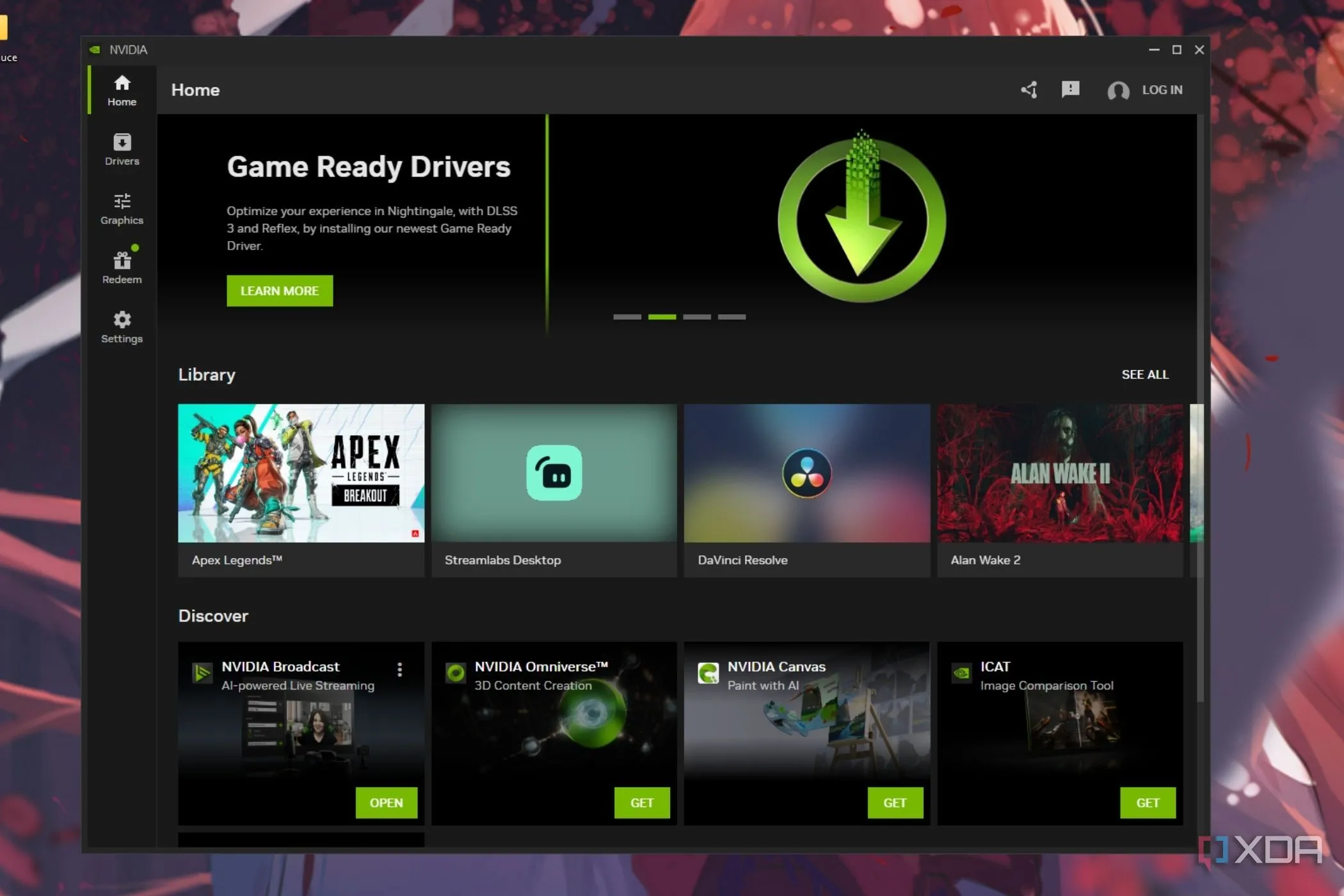 Ảnh chụp màn hình ứng dụng Nvidia App phiên bản beta trên hệ điều hành Windows