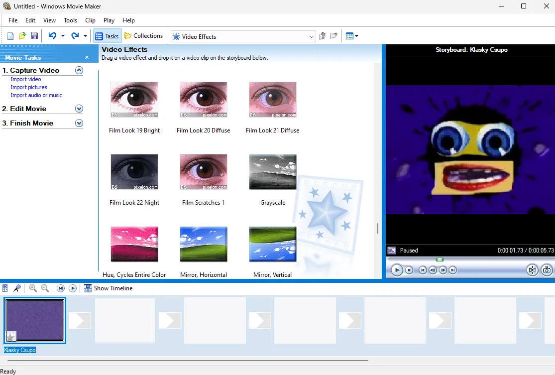 ảnh chụp màn hình Windows Movie Maker