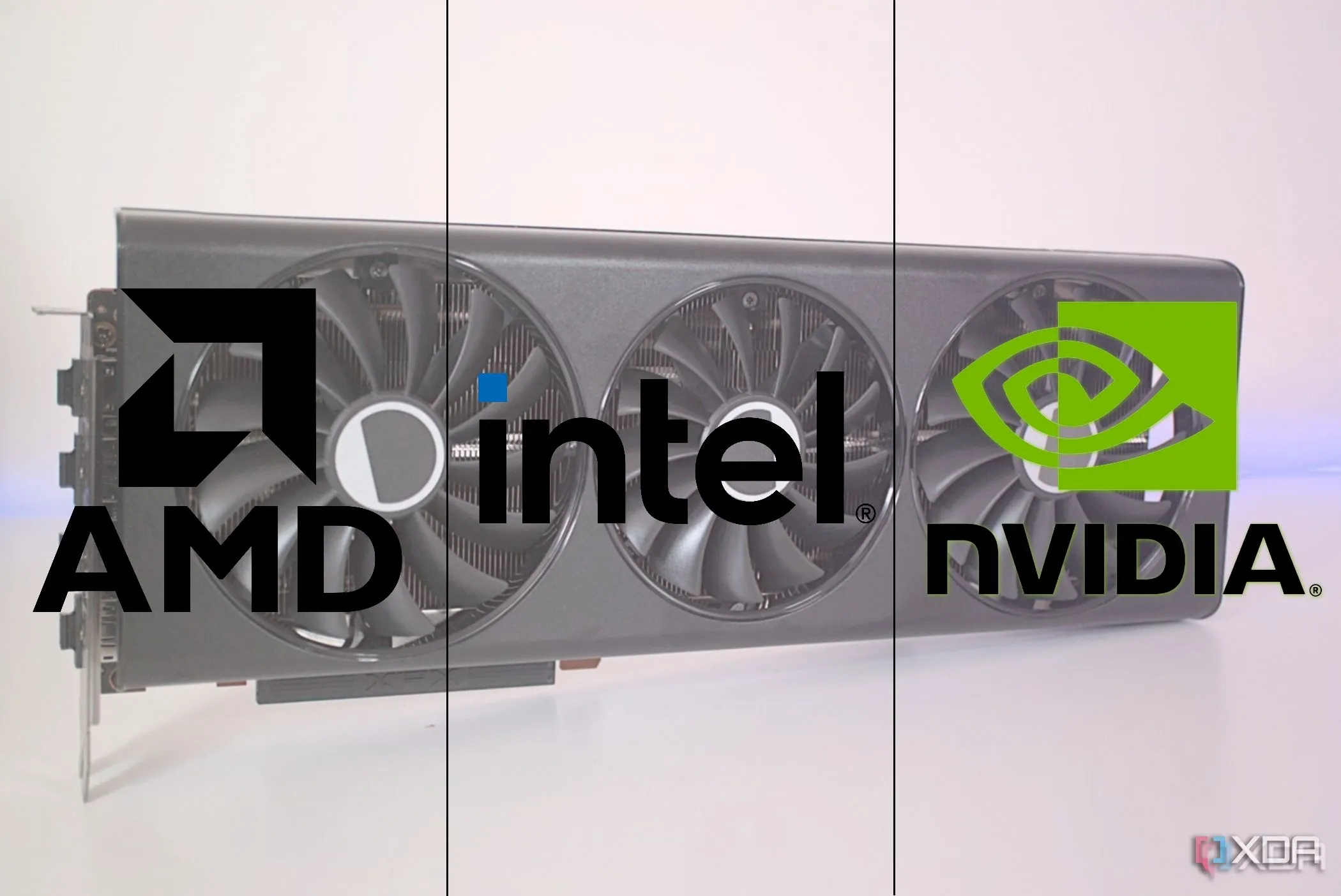 Ba logo AMD, Intel, Nvidia trên nền card đồ họa, tượng trưng cho việc cập nhật driver VGA quan trọng