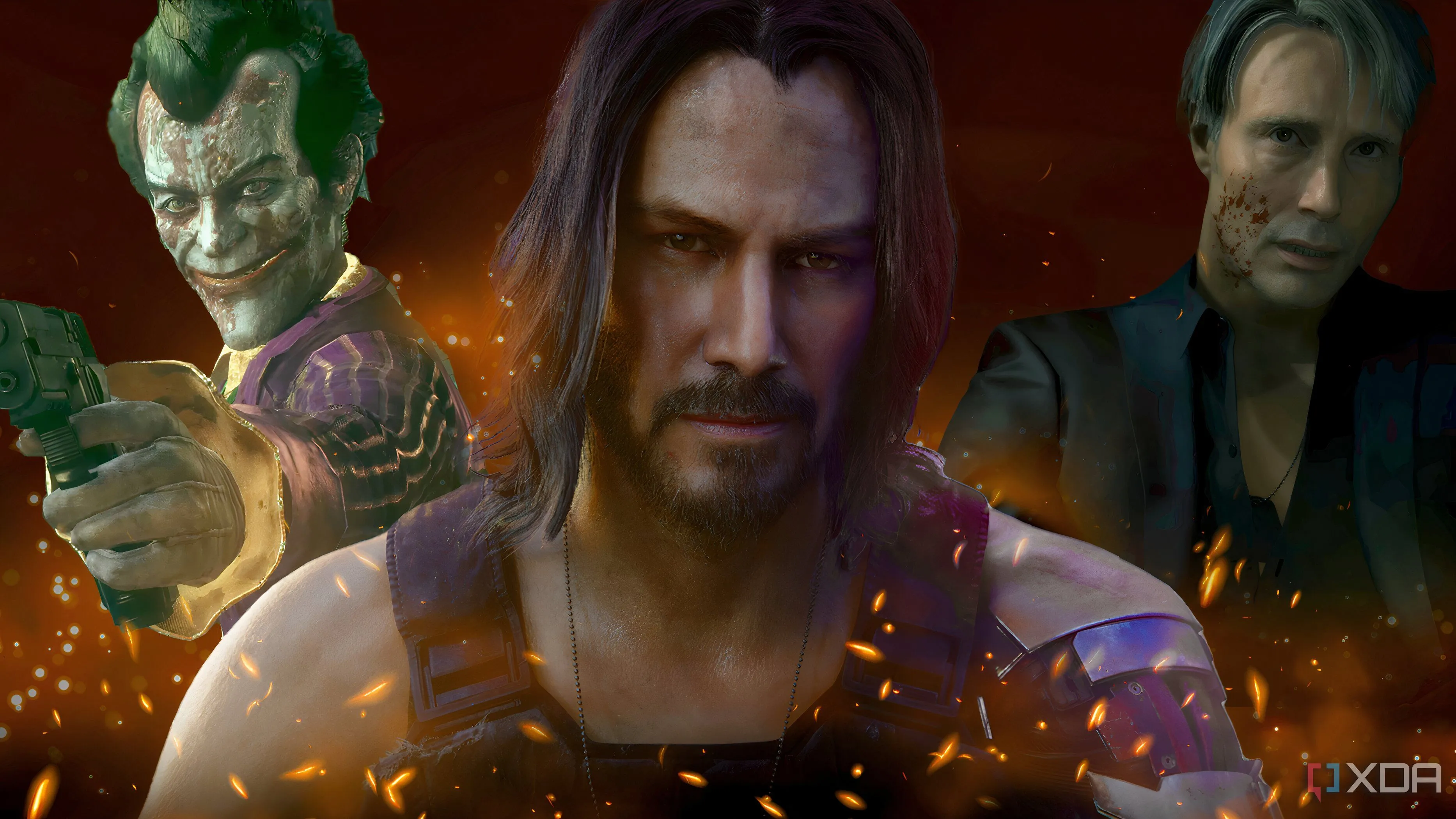 Ba nhân vật phản diện nổi tiếng trong game: Johnny Silverhand từ Cyberpunk 2077, Joker từ Batman: Arkham Knight và Cliff Unger từ Death Stranding
