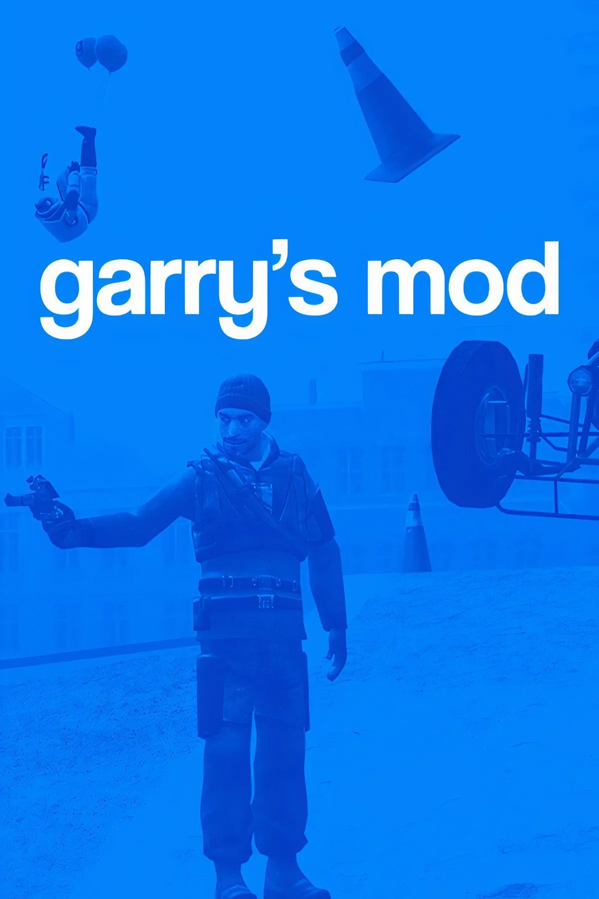 Bản collage ảnh tổng hợp các tình huống vui nhộn và thử nghiệm vật lý trong Garry's Mod.