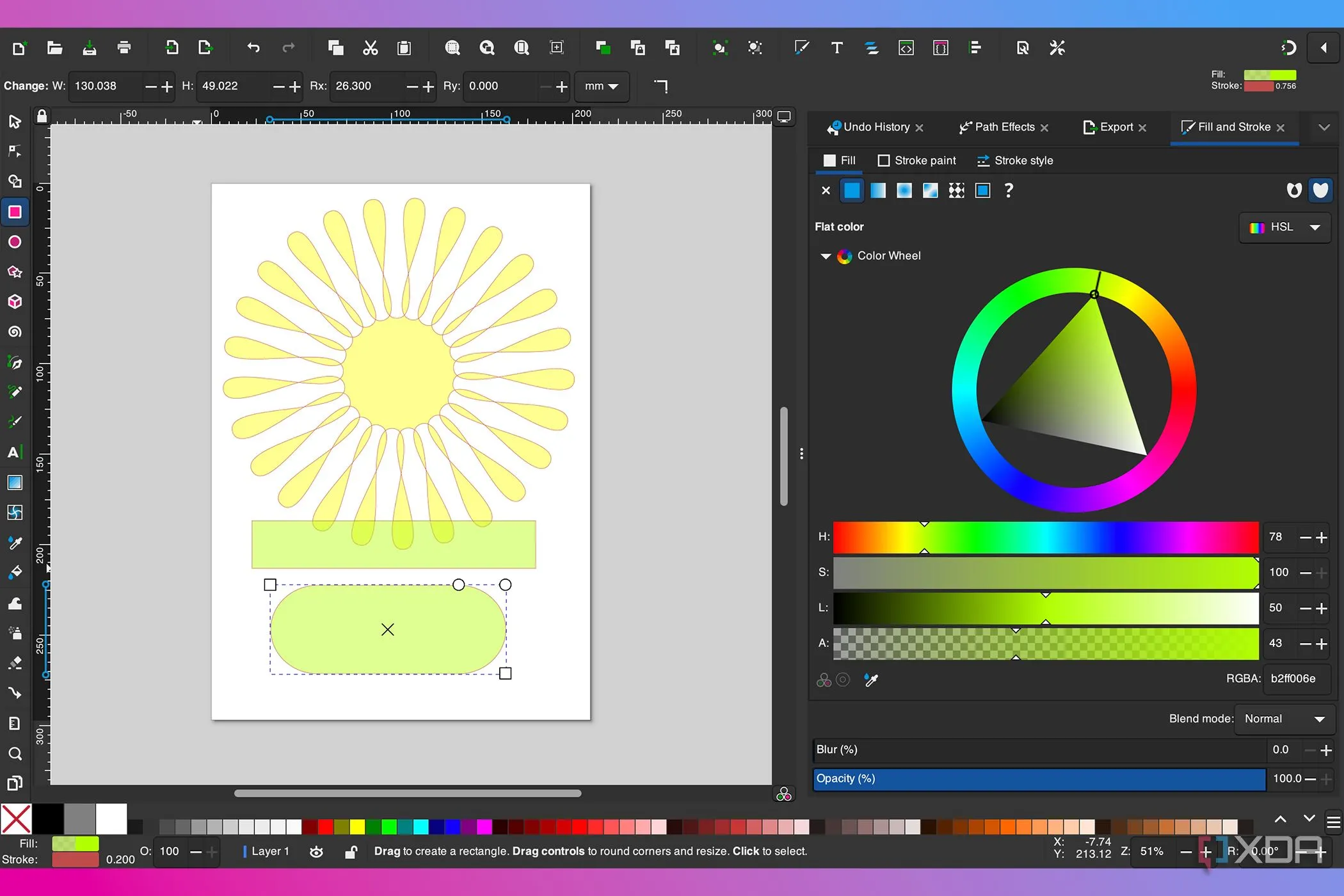 Bảng điều khiển hiệu ứng đường dẫn trực tiếp trong Inkscape, hiển thị các tùy chọn chỉnh sửa không phá hủy
