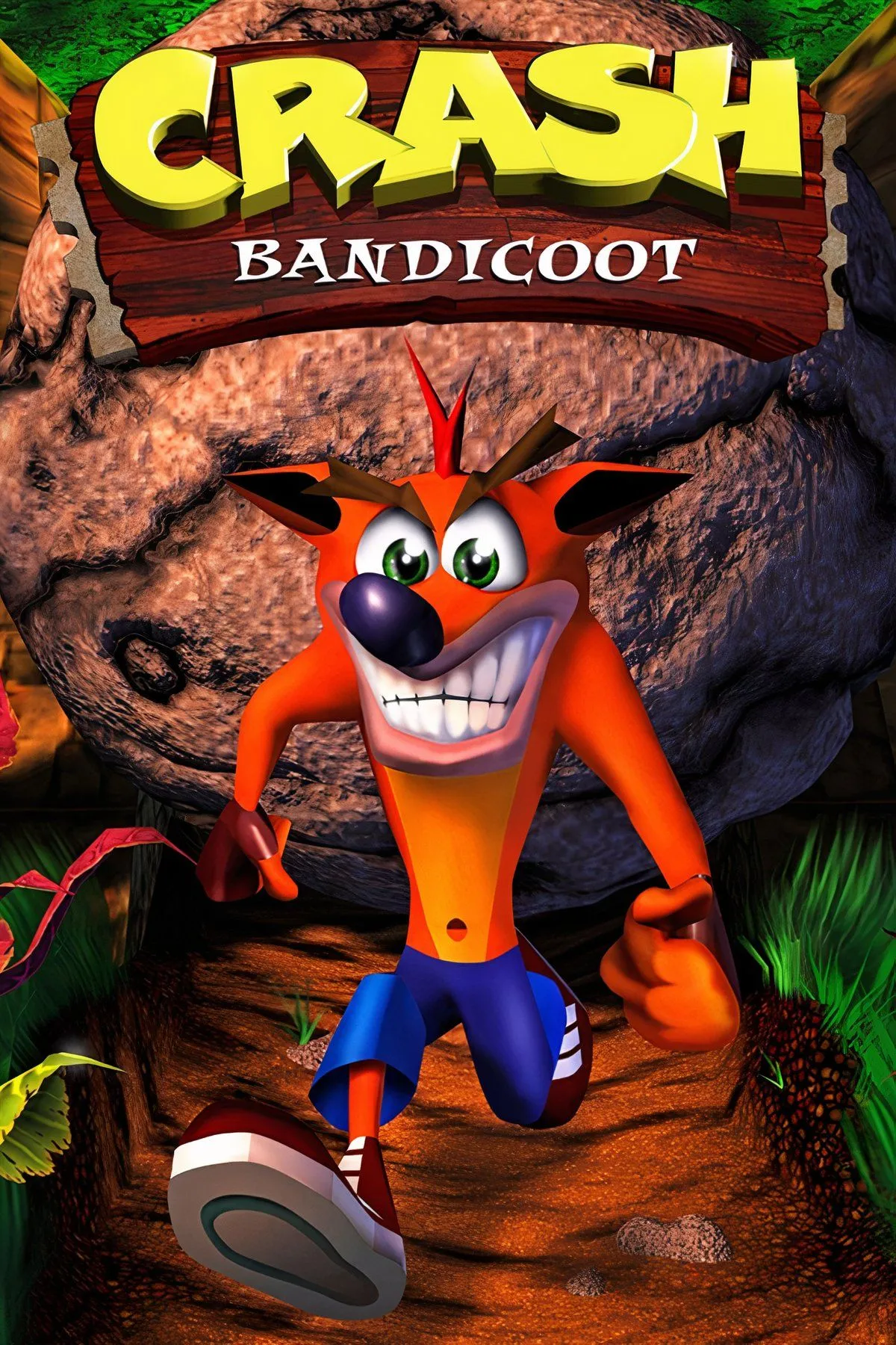 Bìa game Crash Bandicoot phiên bản Black Label trên PS1, biểu tượng của PlayStation