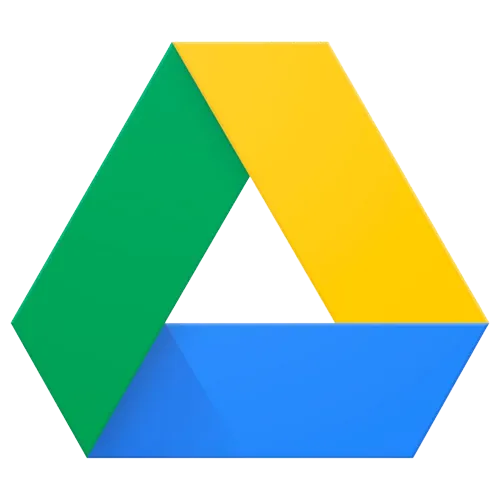 Biểu tượng logo của Google Drive với ba hình tam giác giao nhau màu vàng, xanh lá, xanh dương