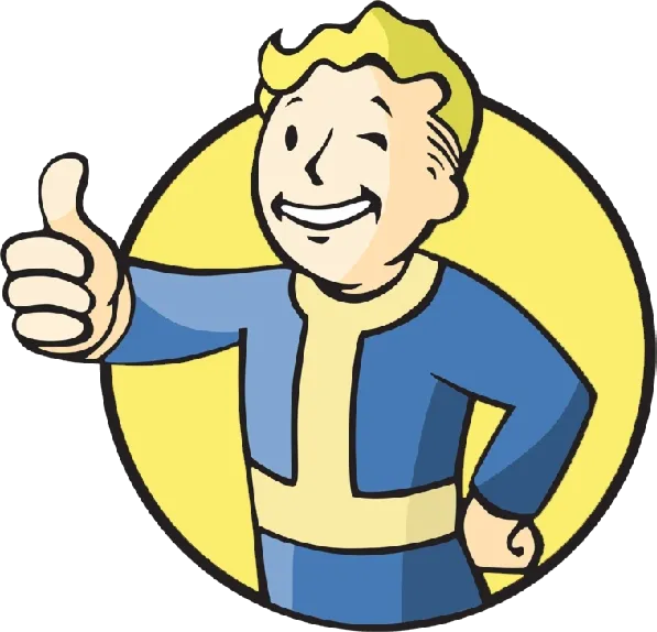 Biểu tượng Vault Boy của series Fallout, đại diện cho game nhập vai hậu tận thế.