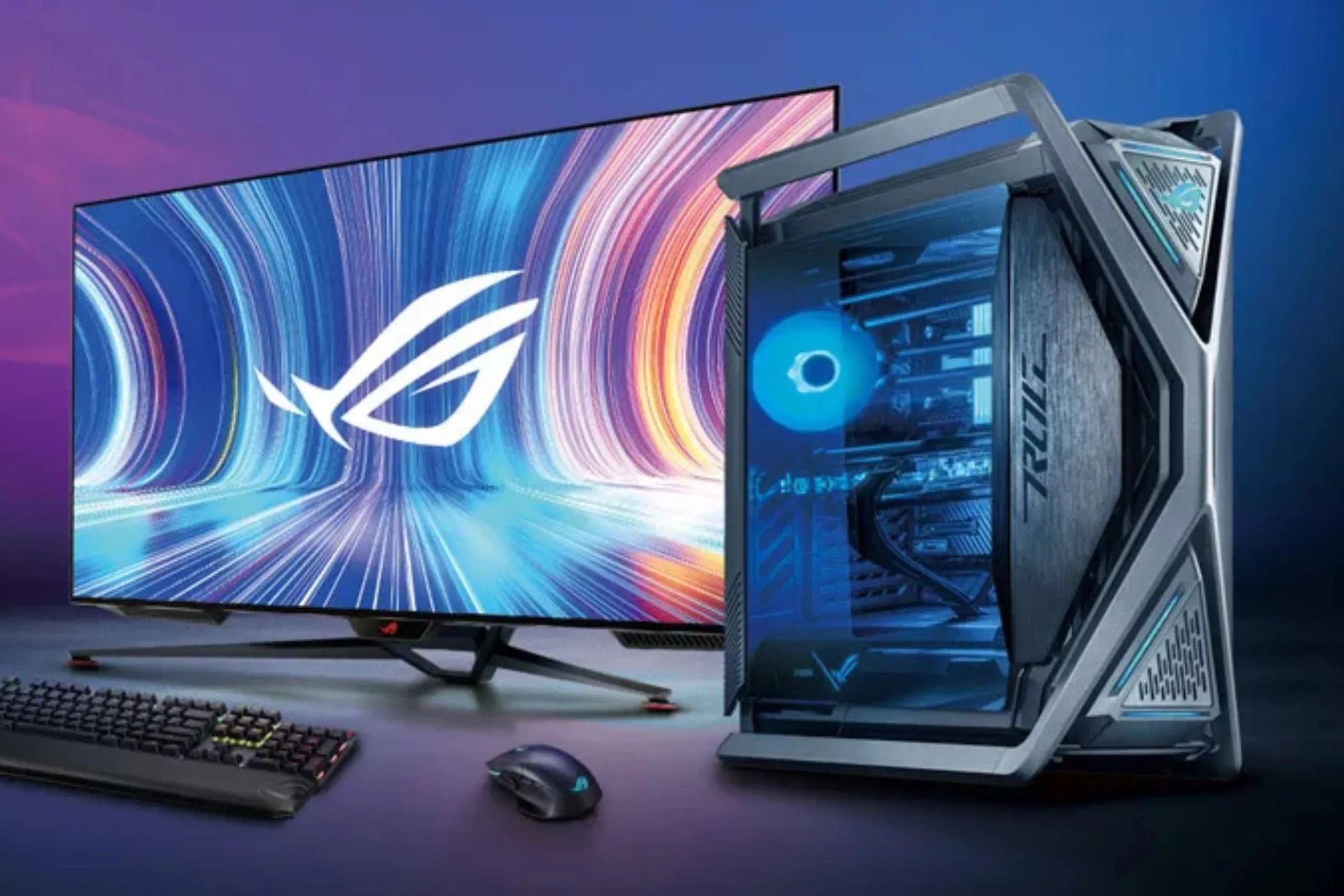 Bộ máy tính PC gaming trên bàn làm việc, minh họa chi phí cao của việc đầu tư PC so với console Nintendo