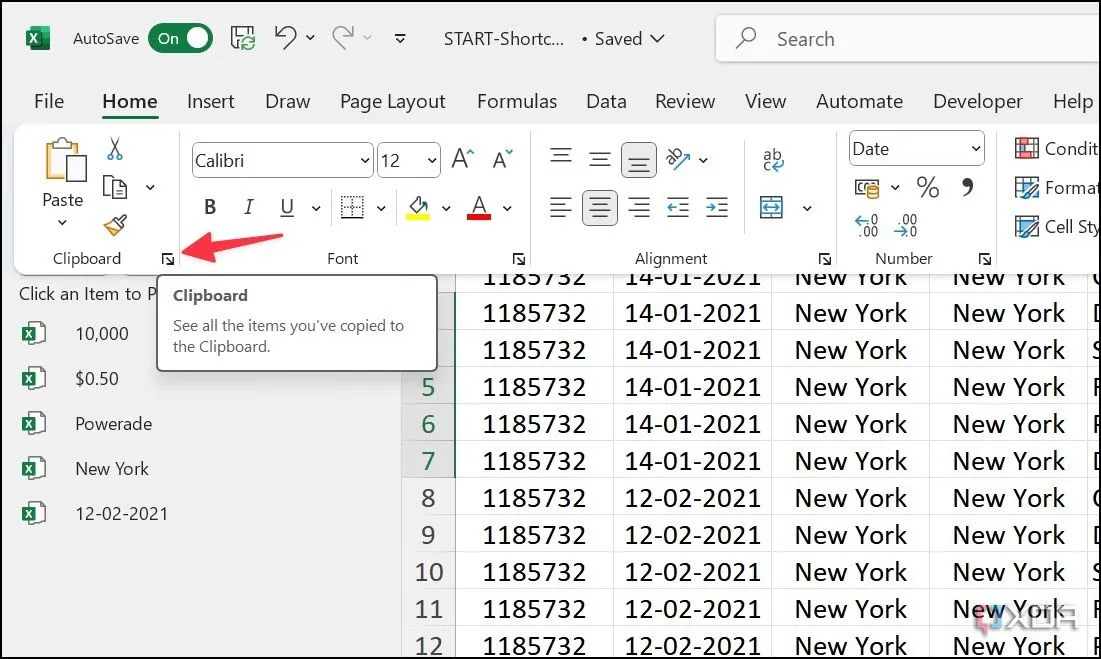 Cách mở bảng tạm (Clipboard) trong Excel