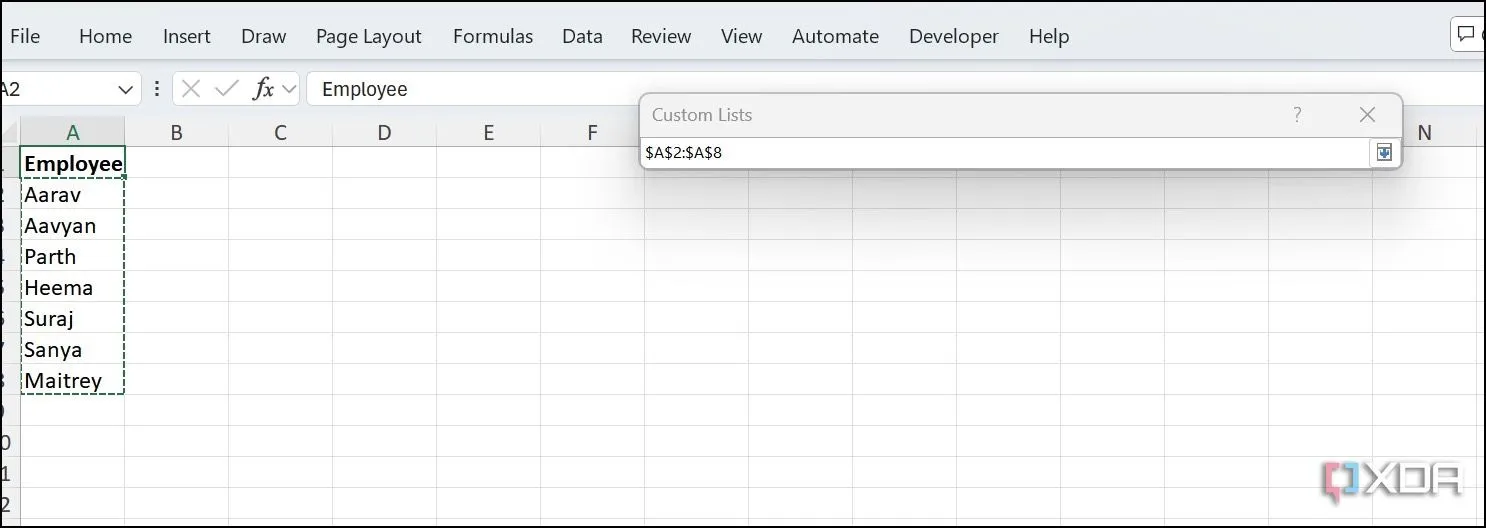 Cách thêm dữ liệu vào danh sách tùy chỉnh trong Excel